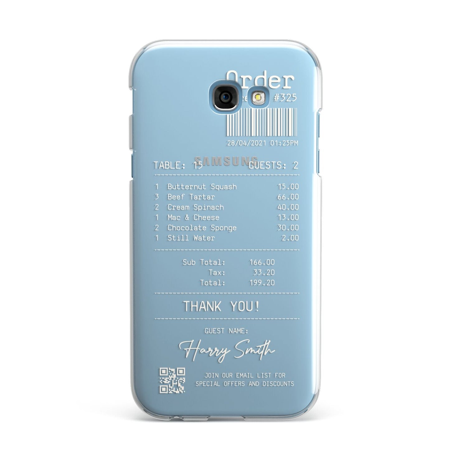 Personalised Receipt Samsung Galaxy A7 2017 Case