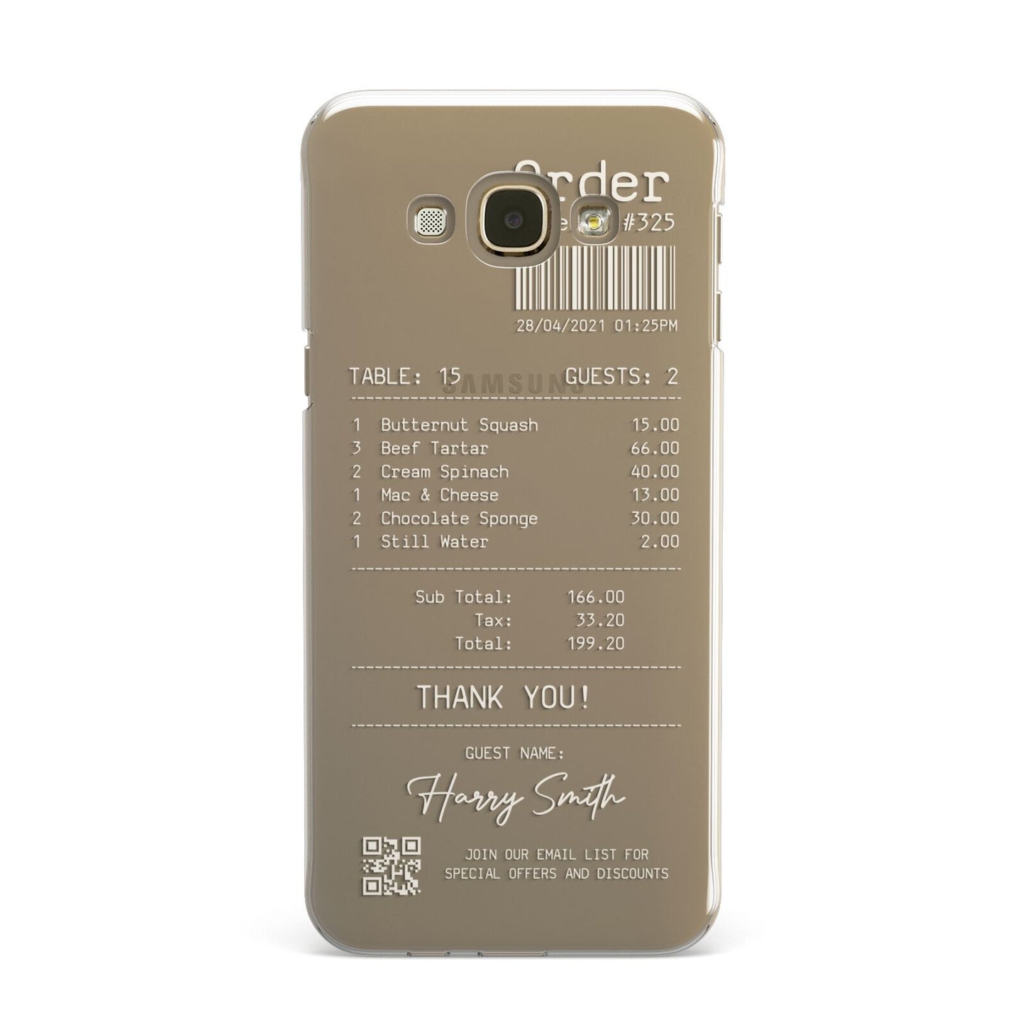 Personalised Receipt Samsung Galaxy A8 Case