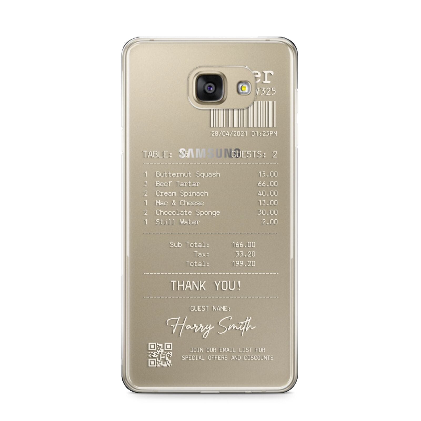 Personalised Receipt Samsung Galaxy A9 2016 Case on gold phone