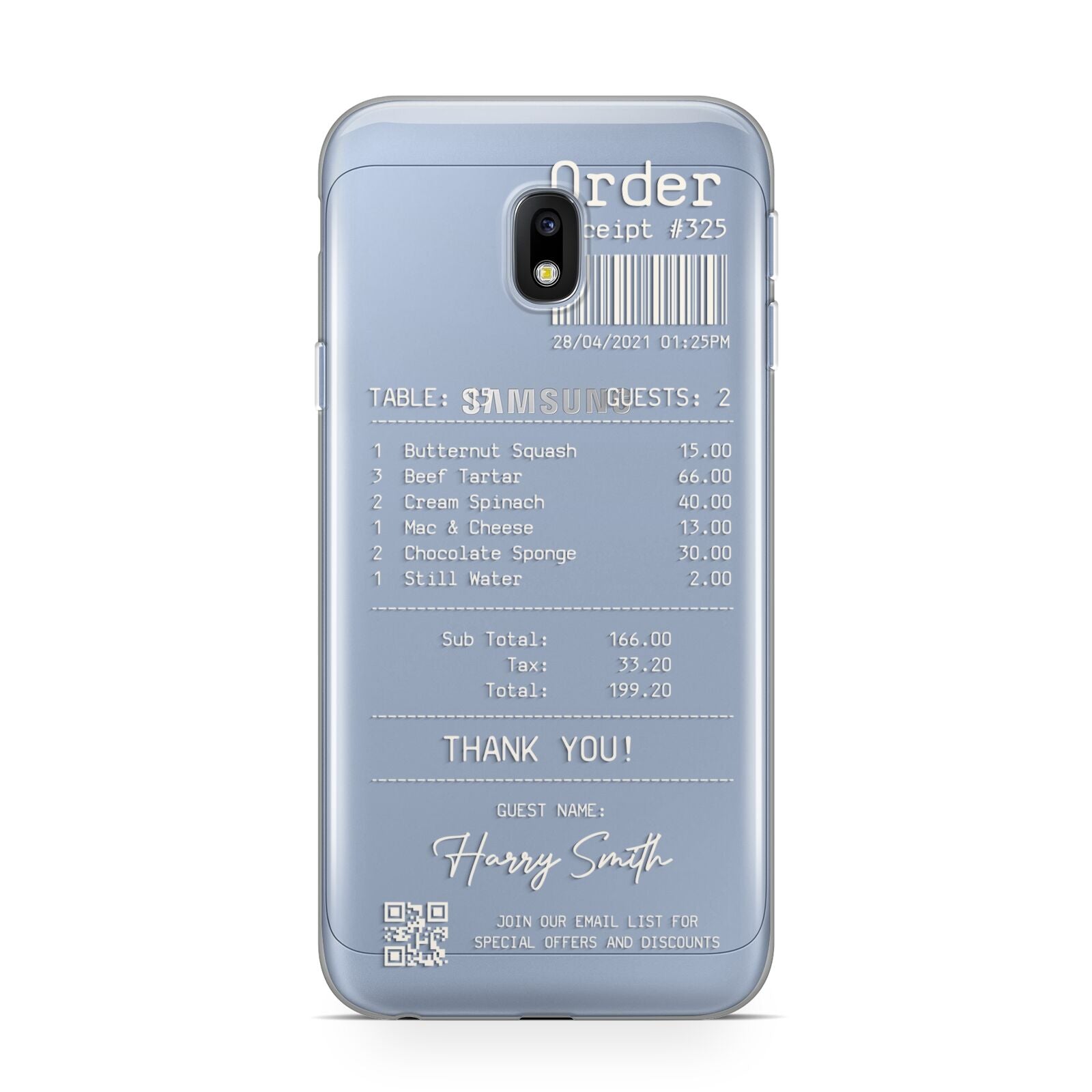 Personalised Receipt Samsung Galaxy J3 2017 Case