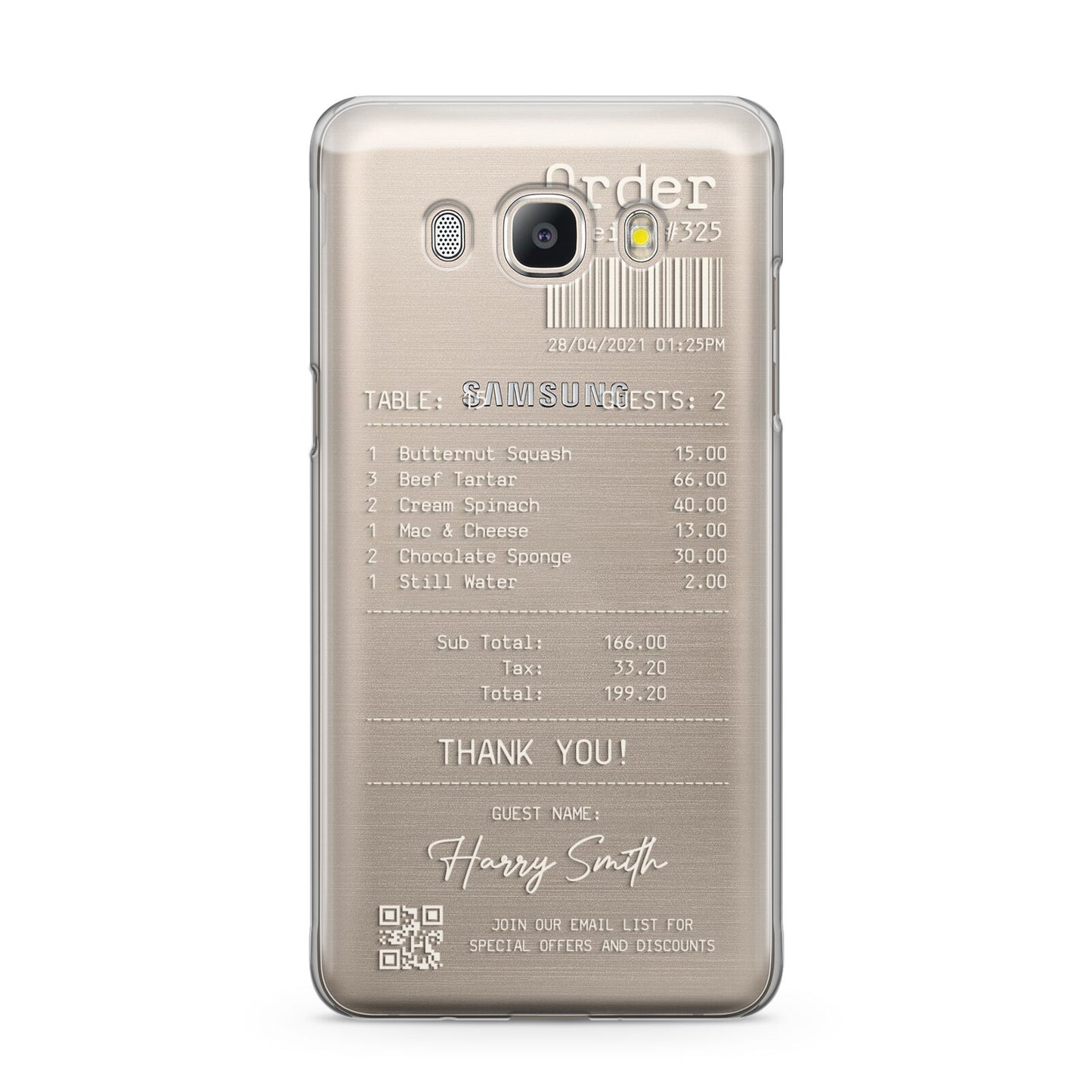 Personalised Receipt Samsung Galaxy J5 2016 Case