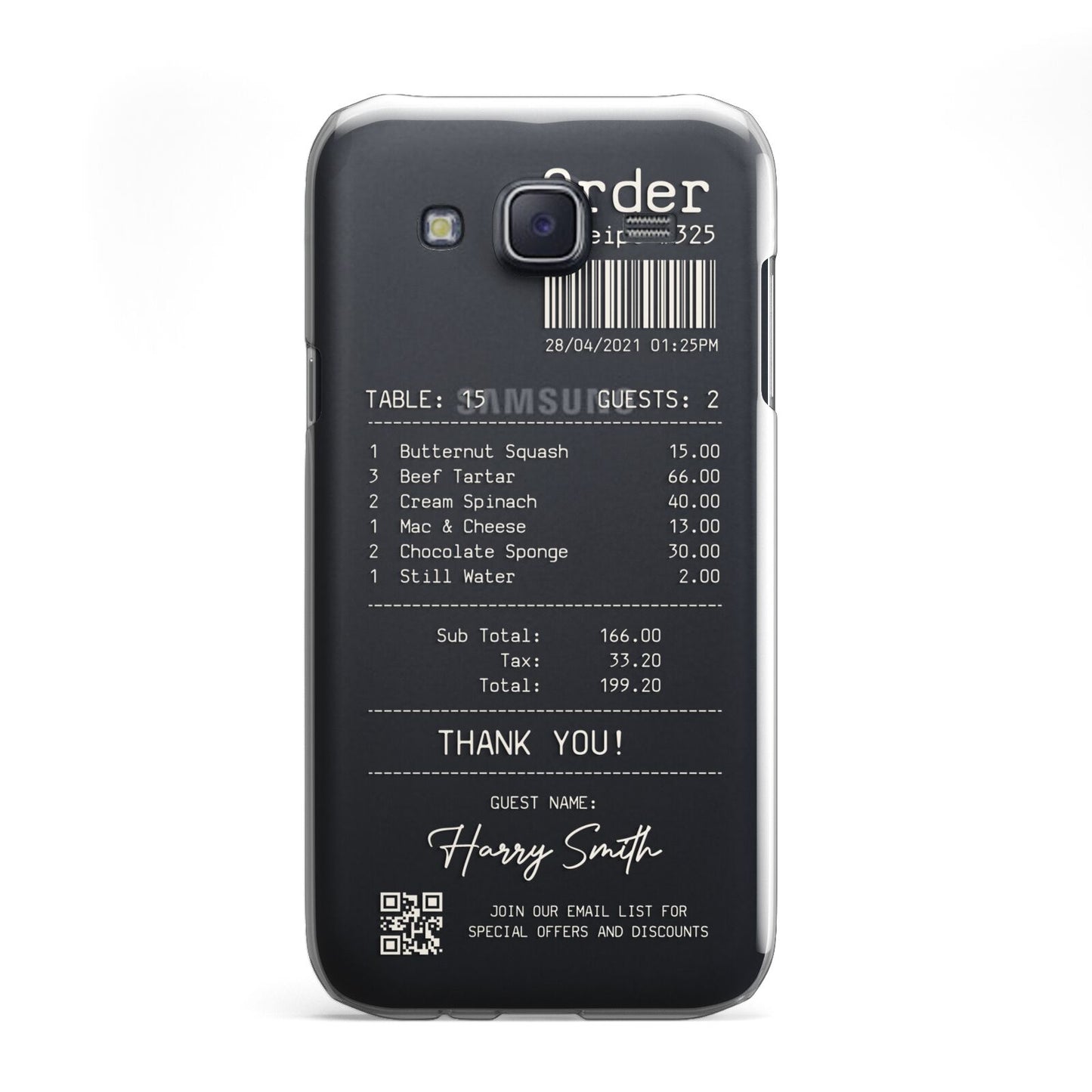 Personalised Receipt Samsung Galaxy J5 Case