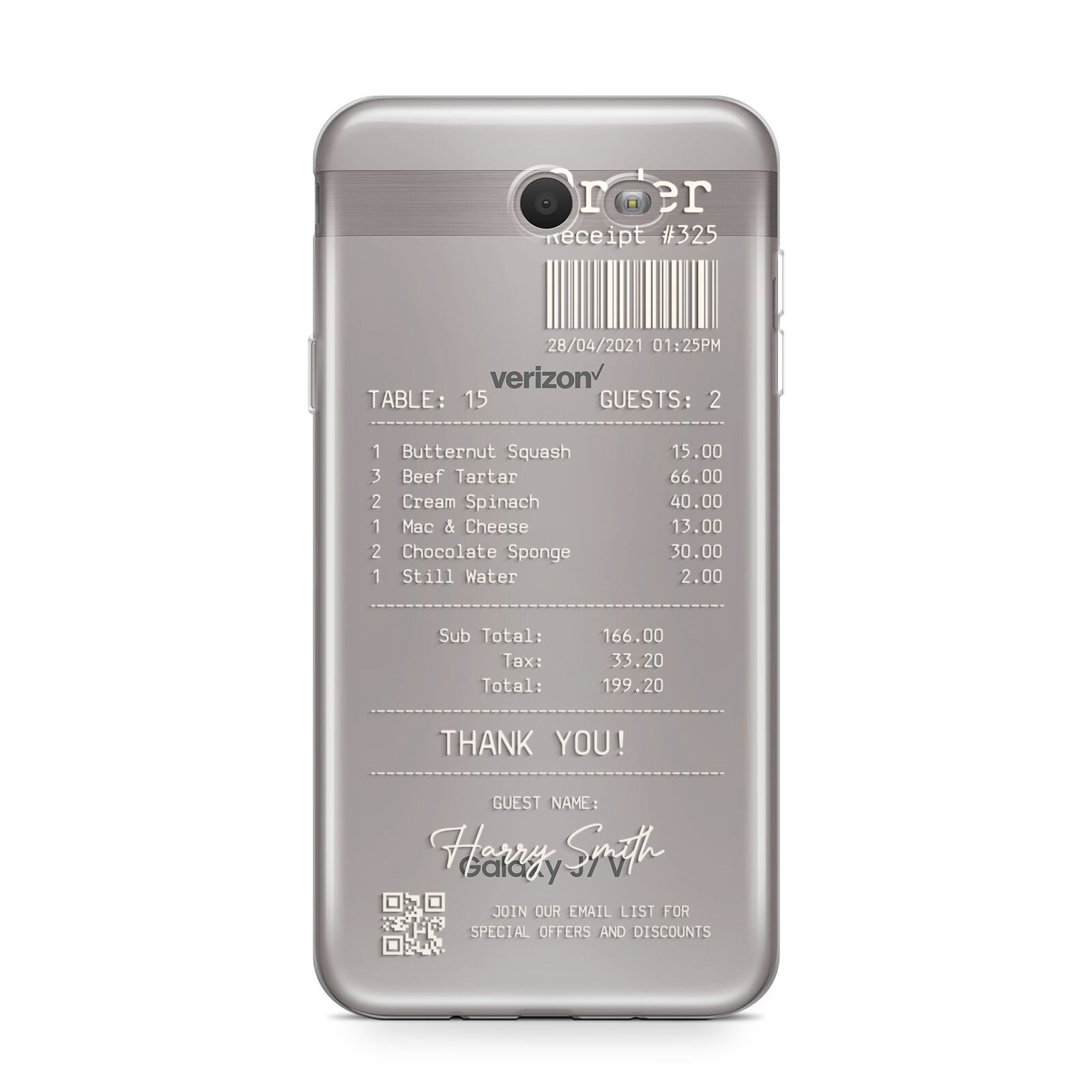 Personalised Receipt Samsung Galaxy J7 2017 Case