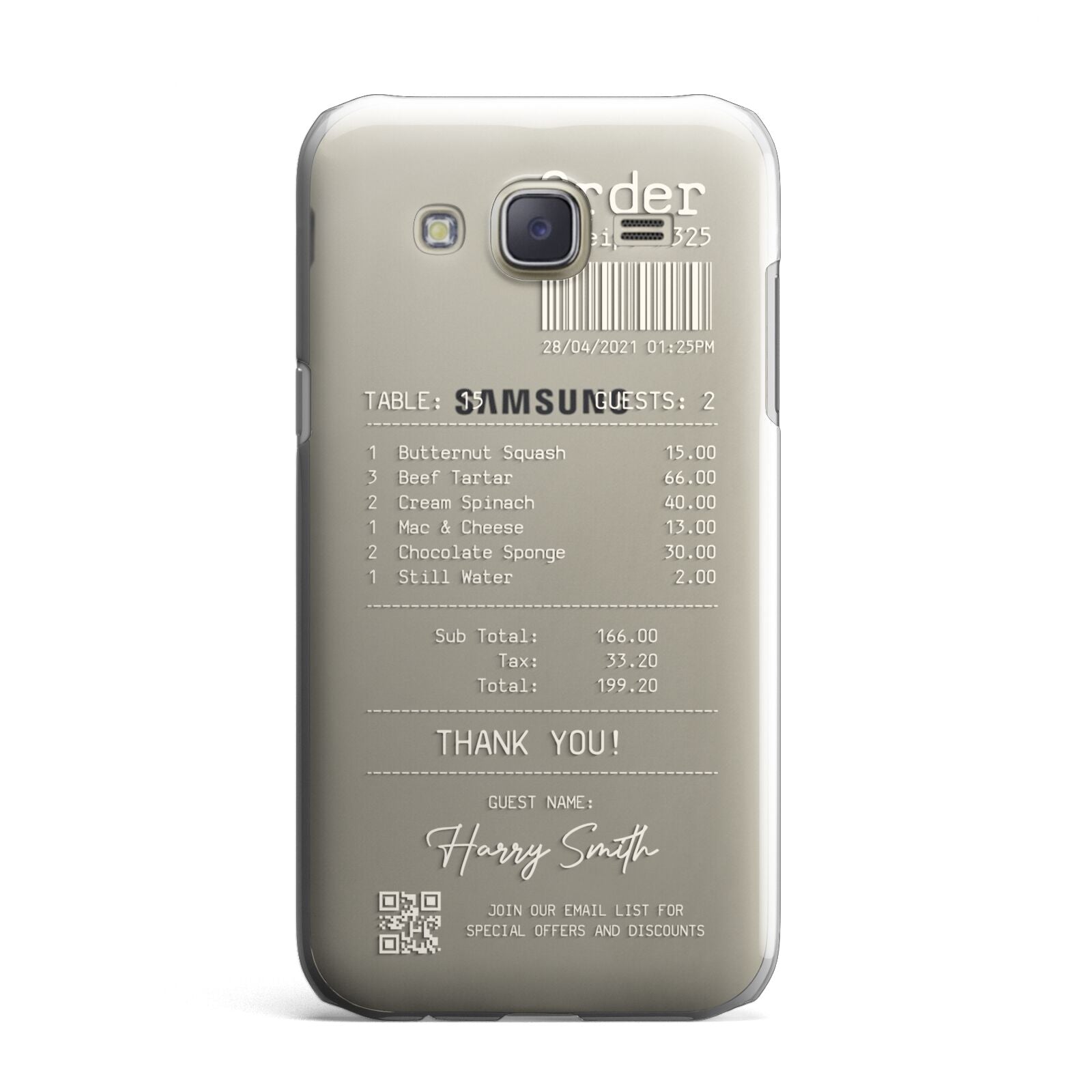 Personalised Receipt Samsung Galaxy J7 Case