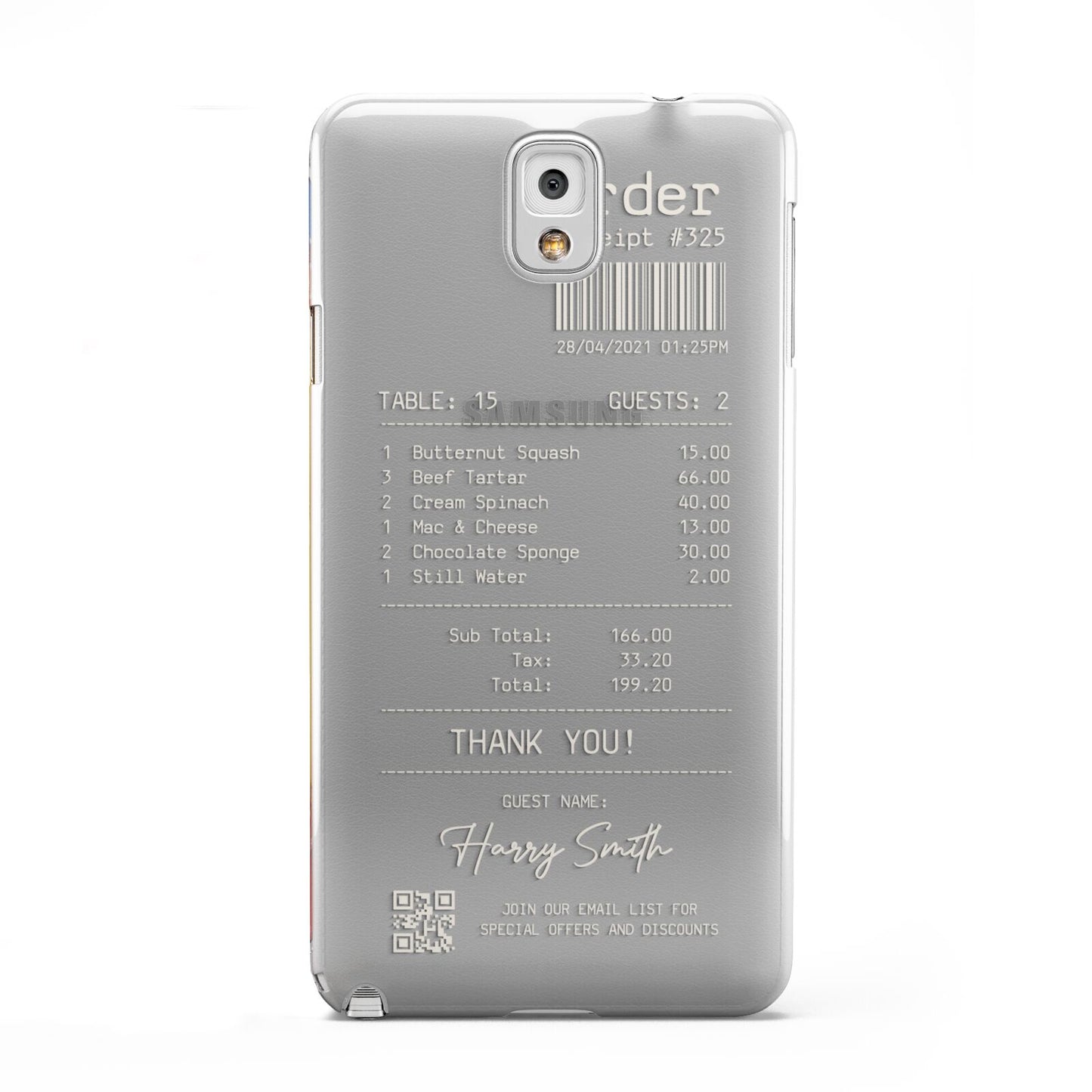 Personalised Receipt Samsung Galaxy Note 3 Case