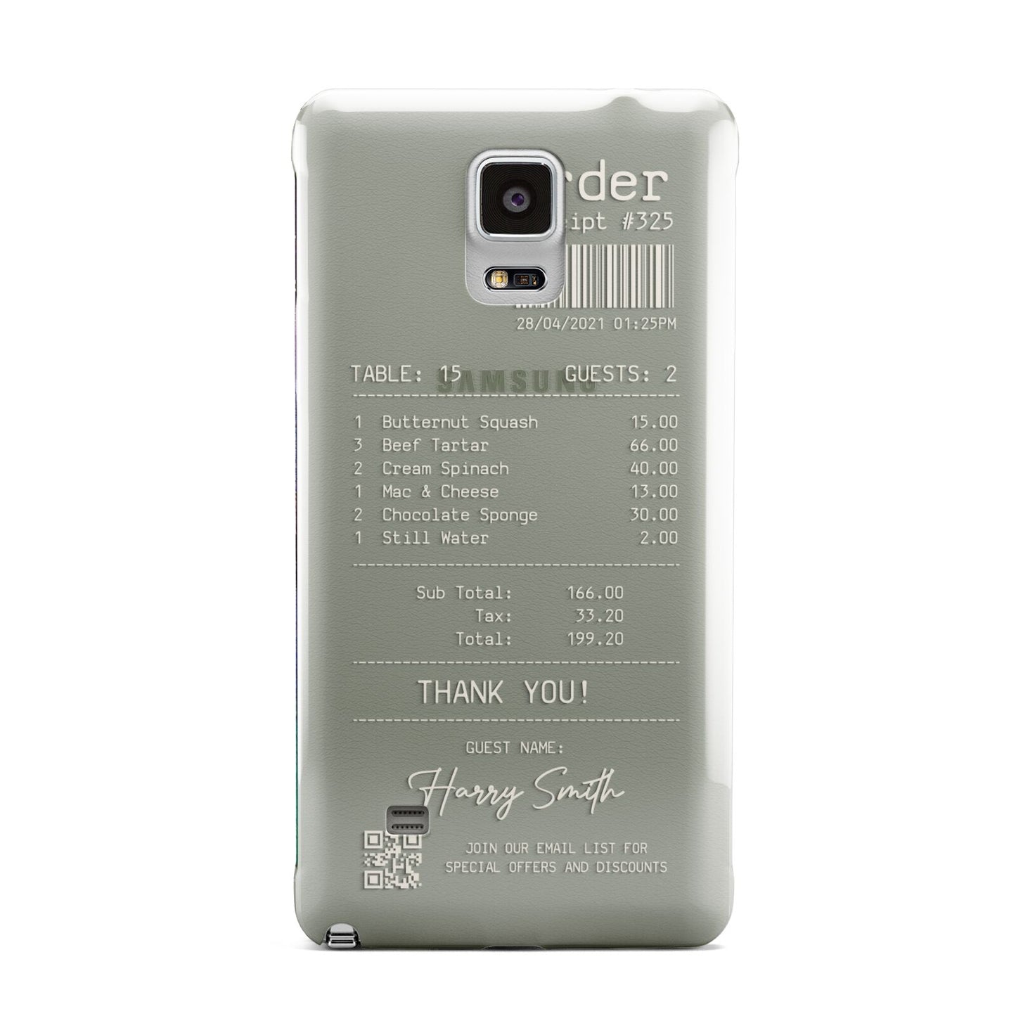 Personalised Receipt Samsung Galaxy Note 4 Case