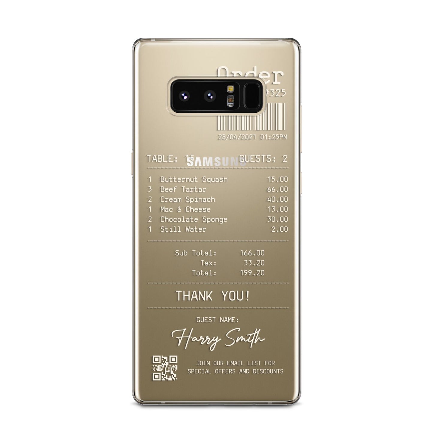 Personalised Receipt Samsung Galaxy Note 8 Case