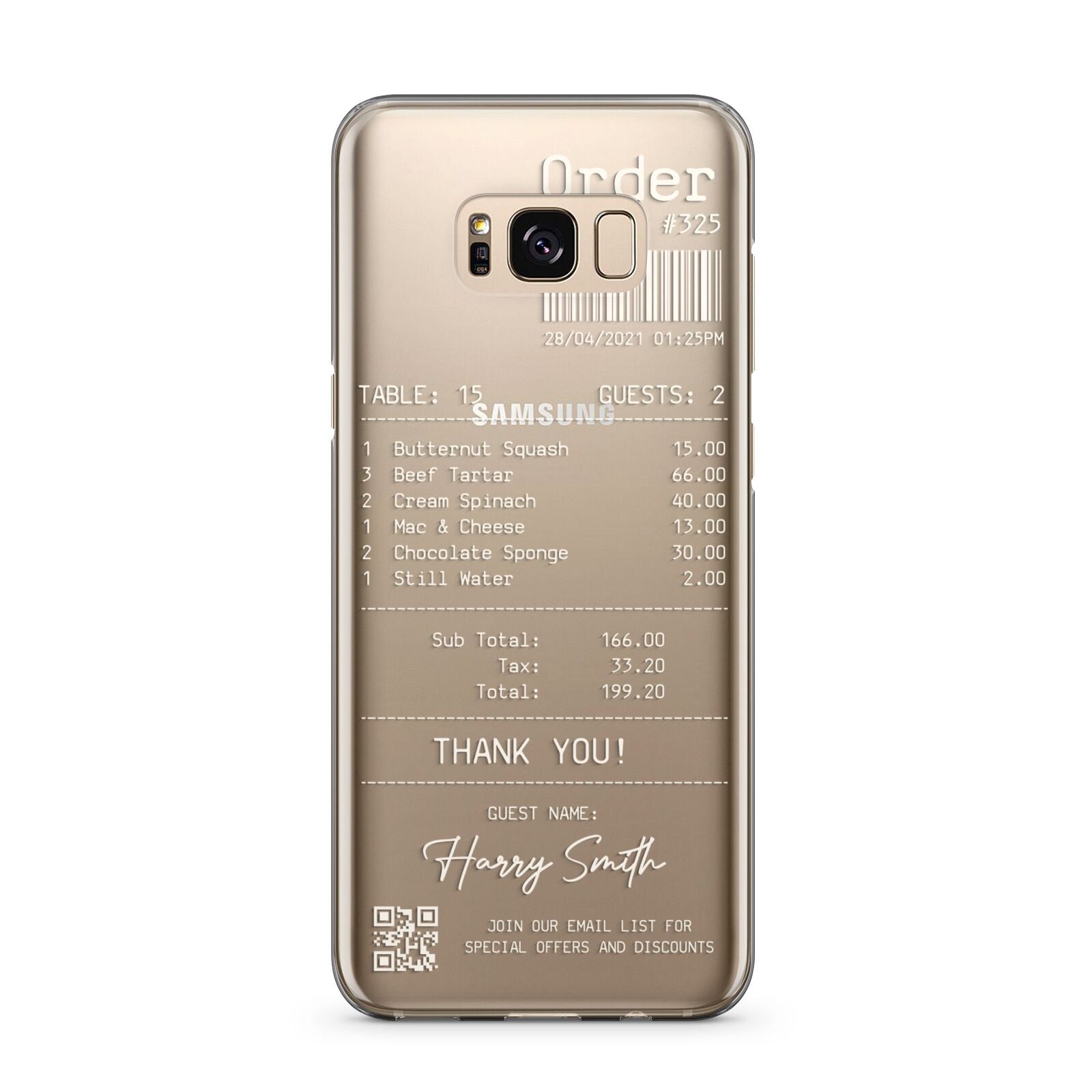 Personalised Receipt Samsung Galaxy S8 Plus Case