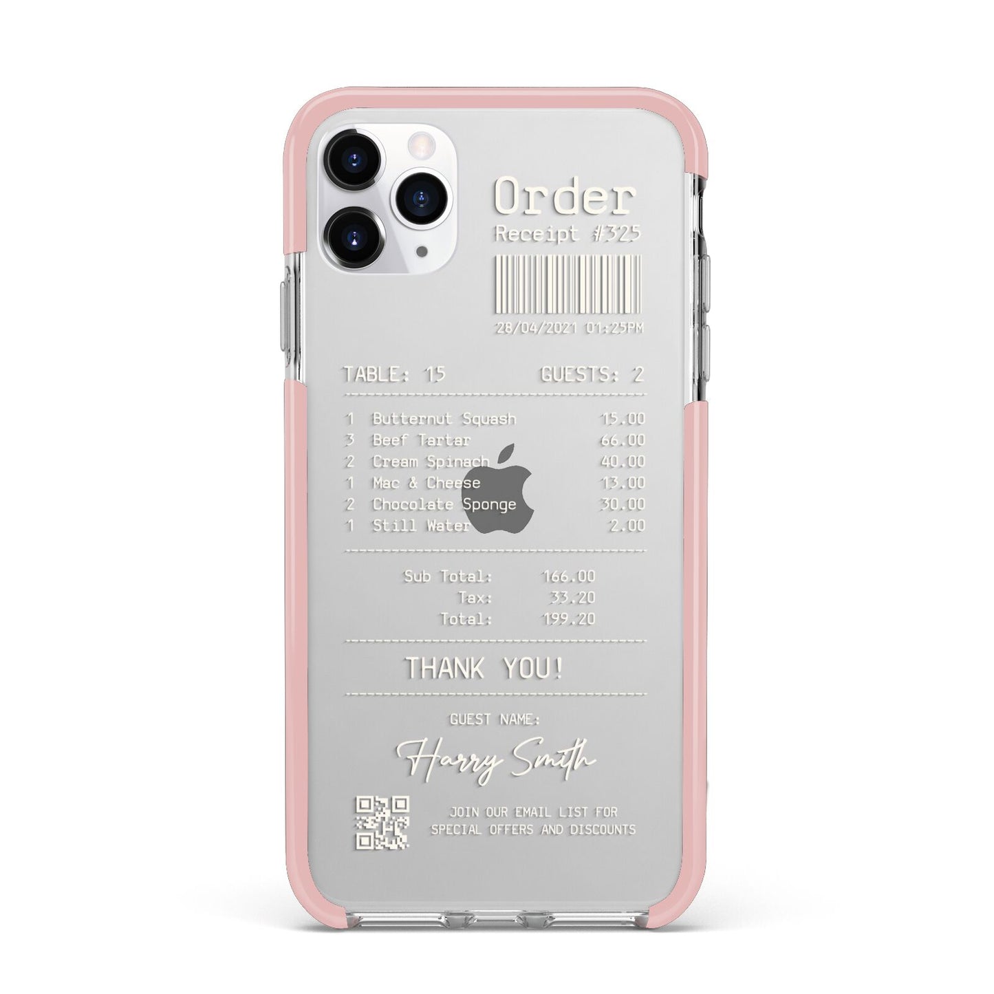 Personalised Receipt iPhone 11 Pro Max Impact Pink Edge Case