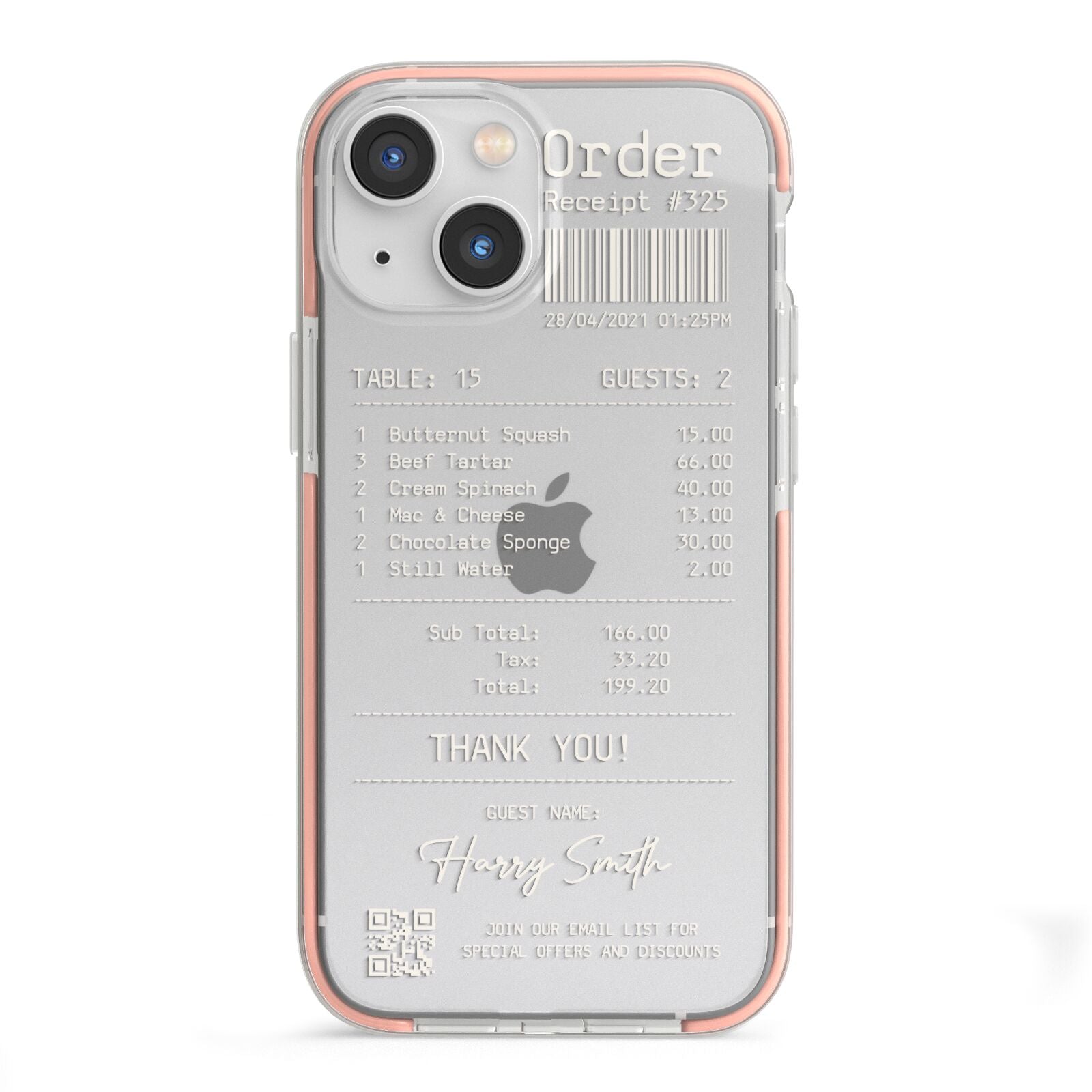 Personalised Receipt iPhone 13 Mini TPU Impact Case with Pink Edges