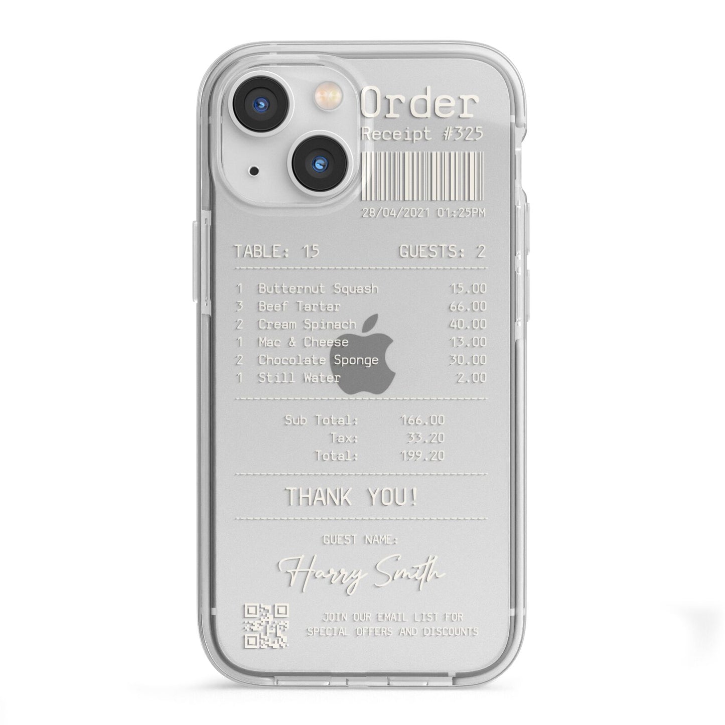 Personalised Receipt iPhone 13 Mini TPU Impact Case with White Edges