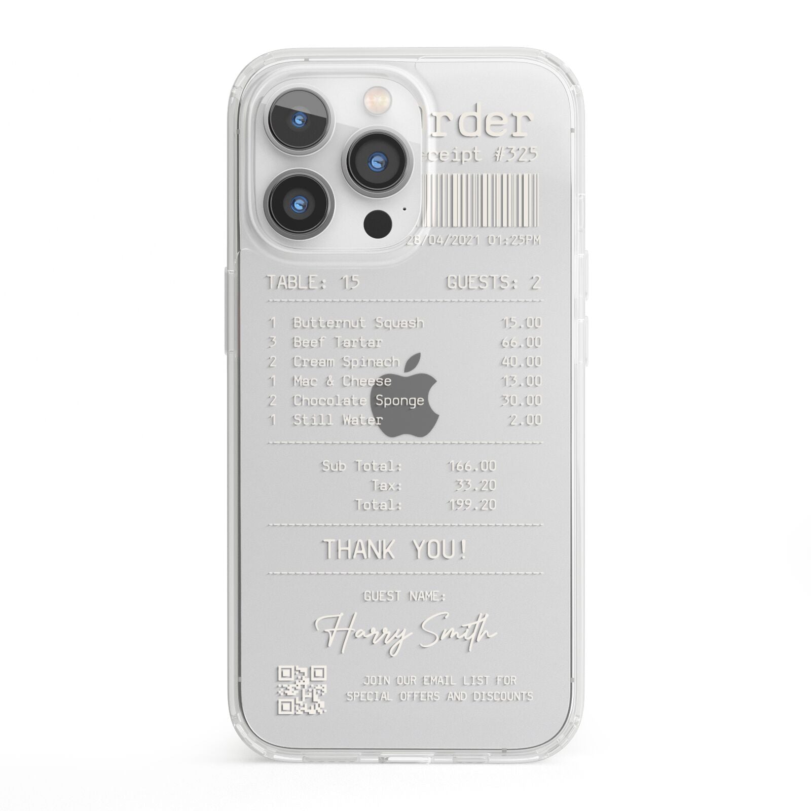 Personalised Receipt iPhone 13 Pro Clear Bumper Case