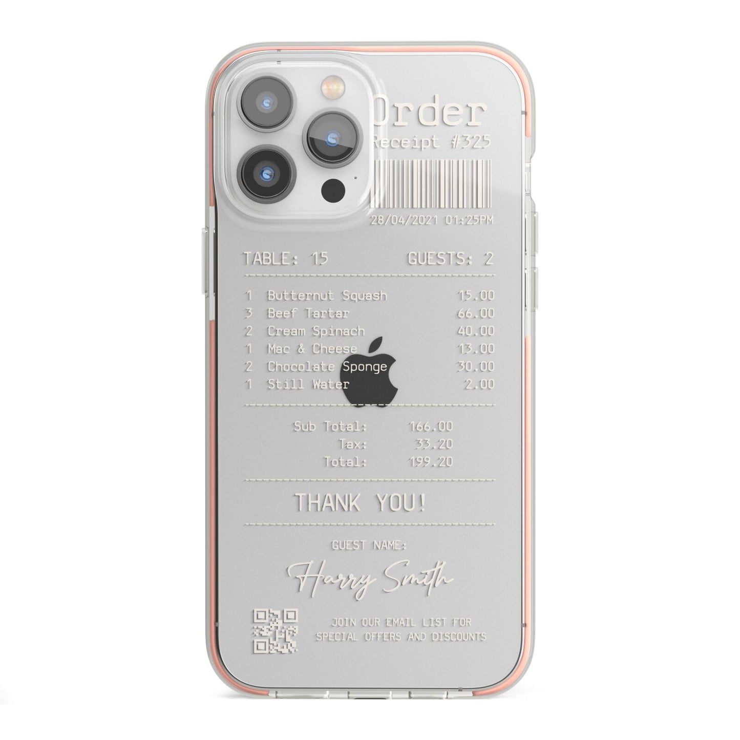 Personalised Receipt iPhone 13 Pro Max TPU Impact Case with Pink Edges