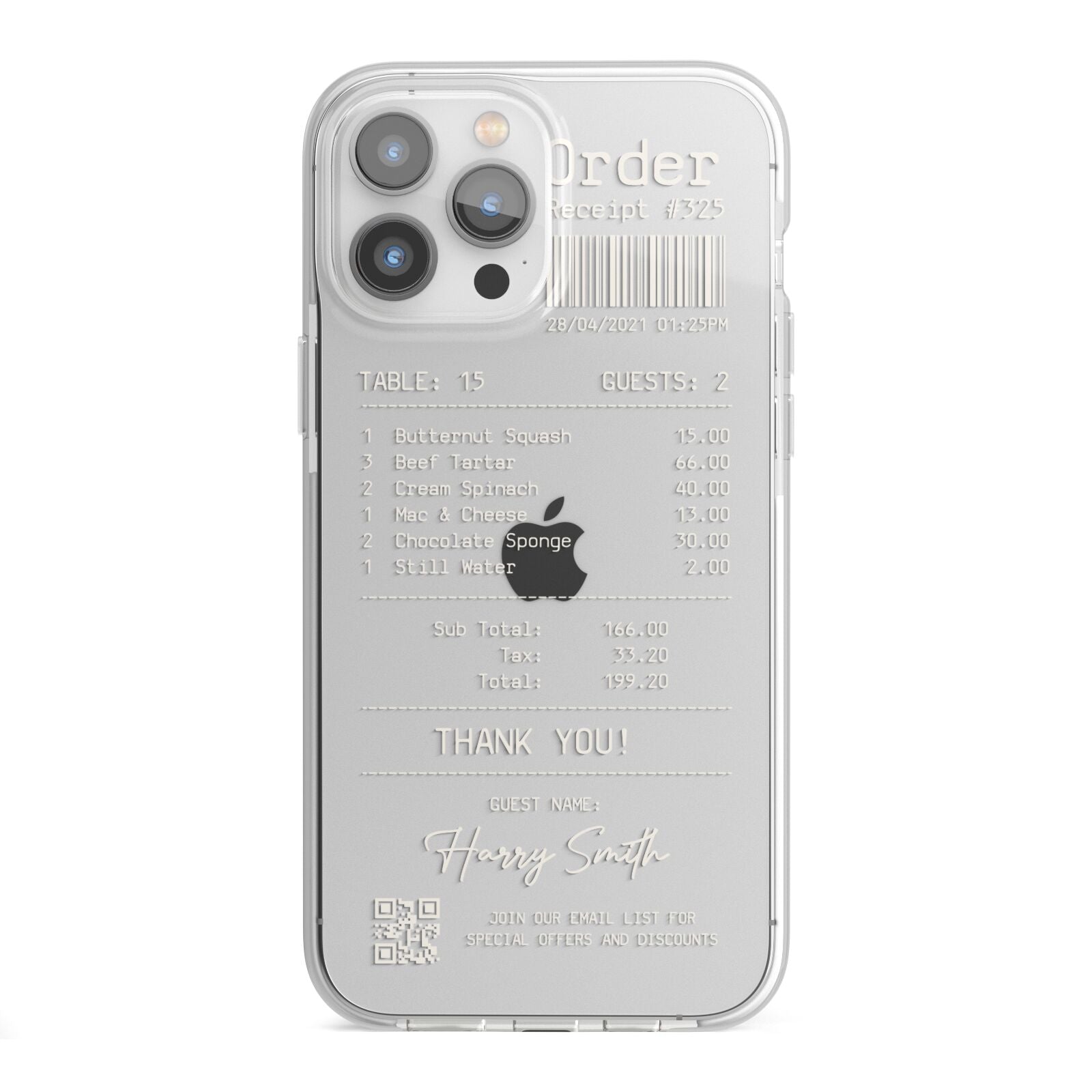 Personalised Receipt iPhone 13 Pro Max TPU Impact Case with White Edges