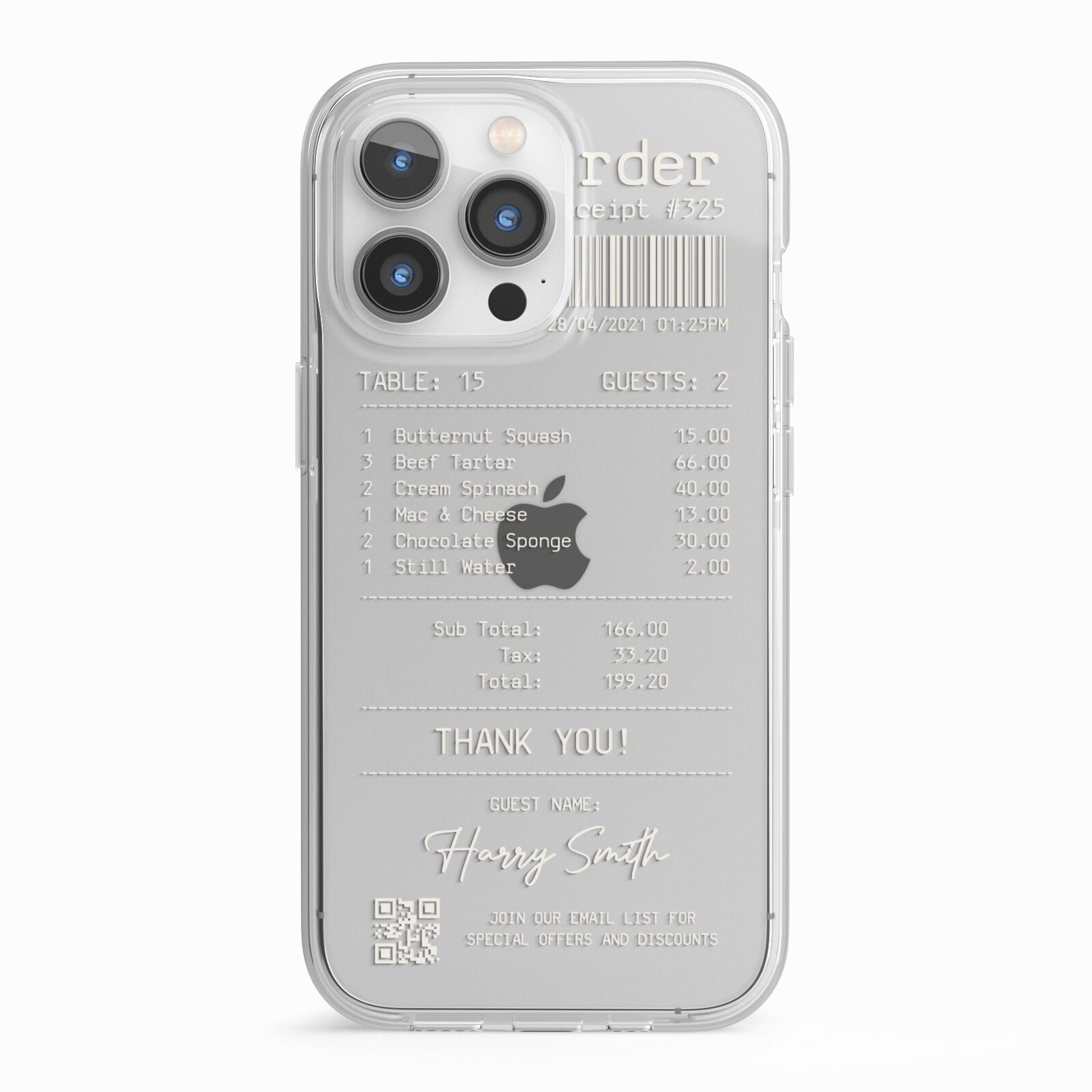 Personalised Receipt iPhone 13 Pro TPU Impact Case with White Edges