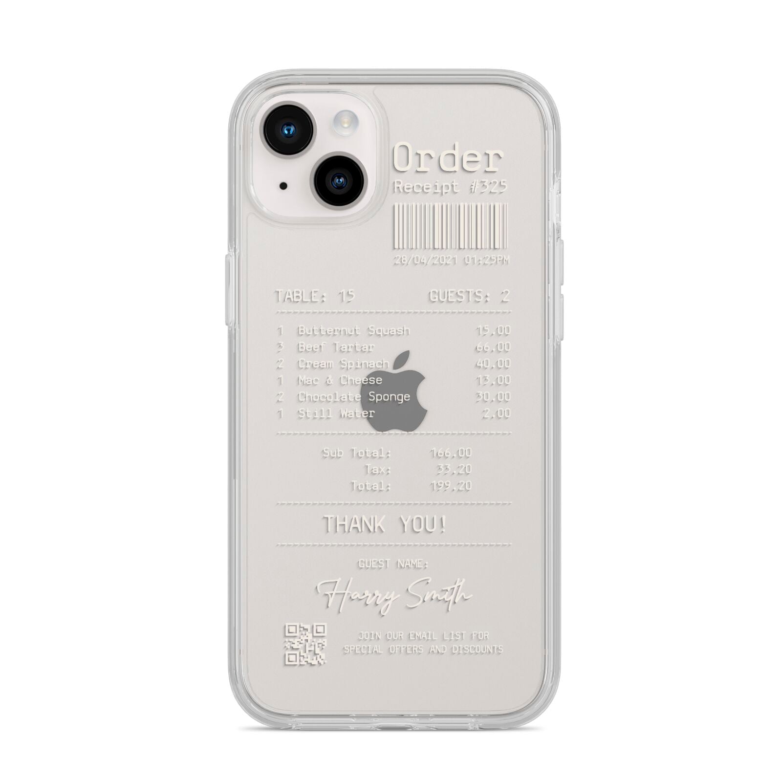 Personalised Receipt iPhone 14 Plus Clear Tough Case Starlight