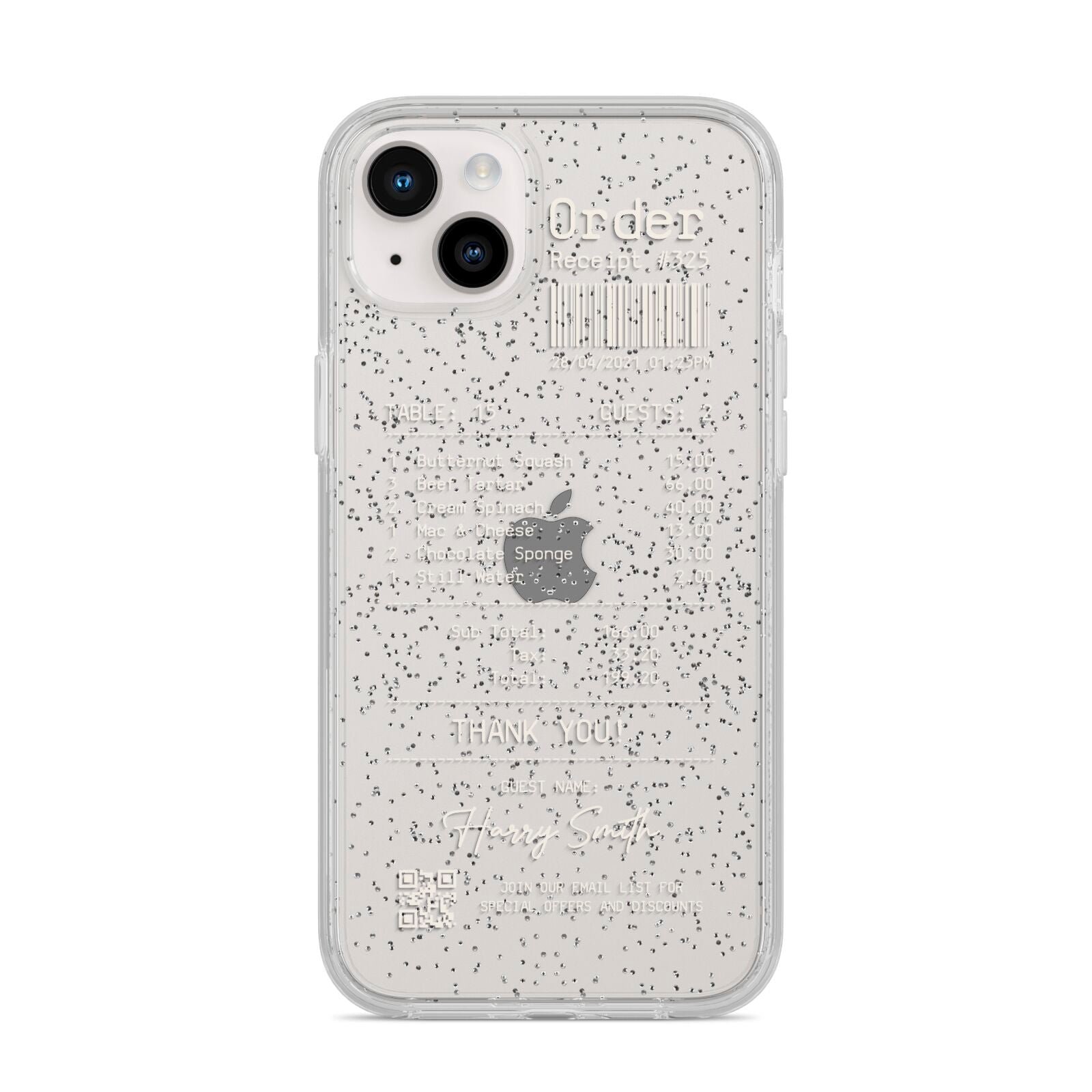 Personalised Receipt iPhone 14 Plus Glitter Tough Case Starlight