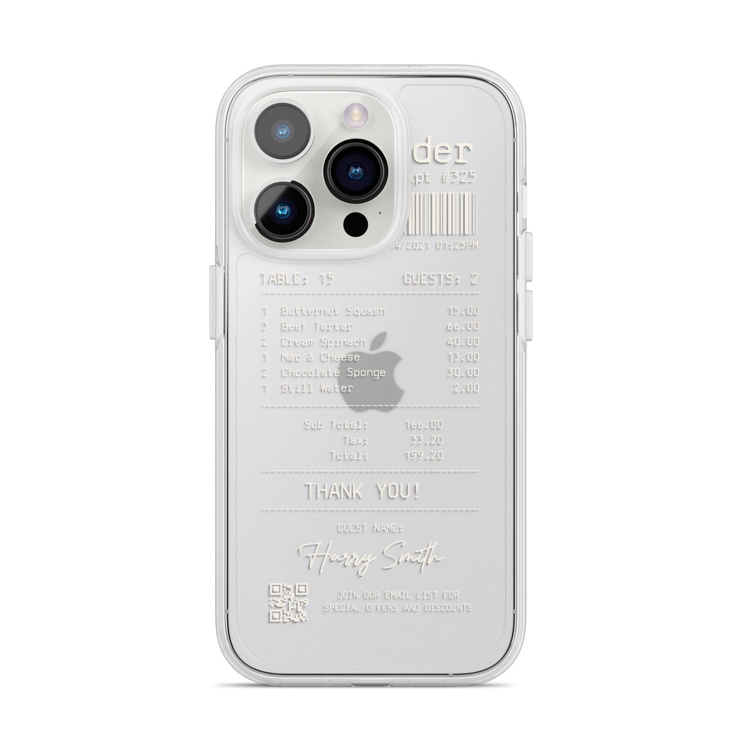 Personalised Receipt iPhone 14 Pro Clear Tough Case Silver