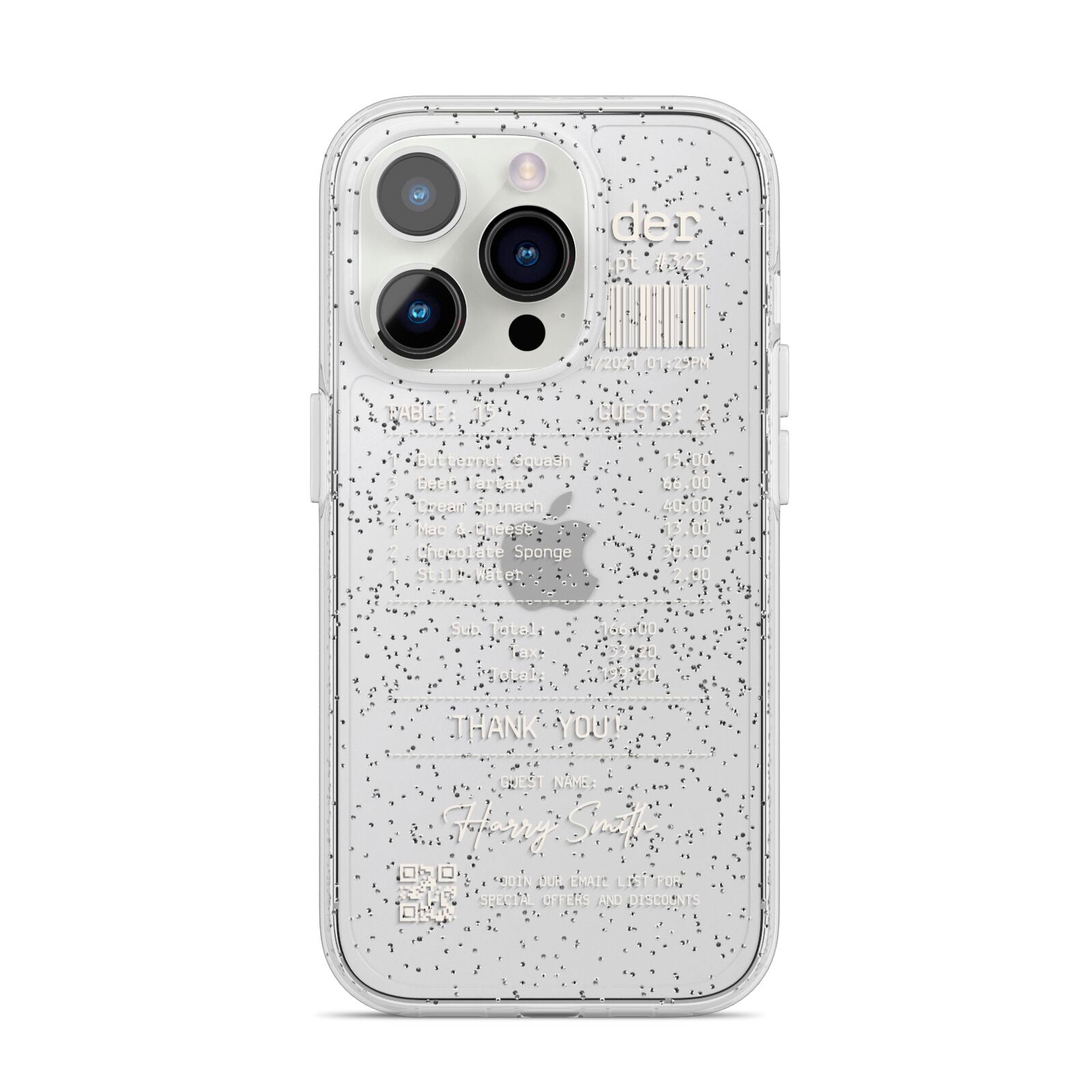 Personalised Receipt iPhone 14 Pro Glitter Tough Case Silver