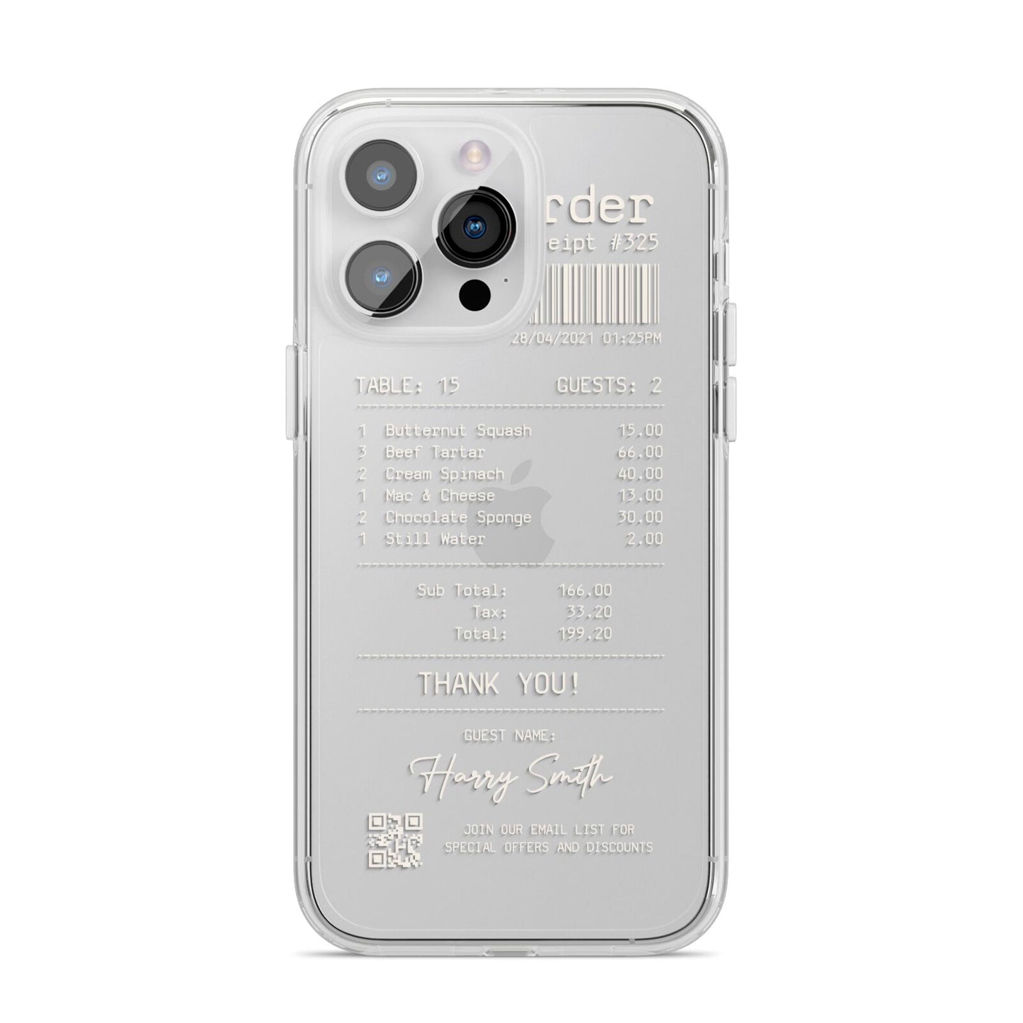 Personalised Receipt iPhone 14 Pro Max Clear Tough Case Silver