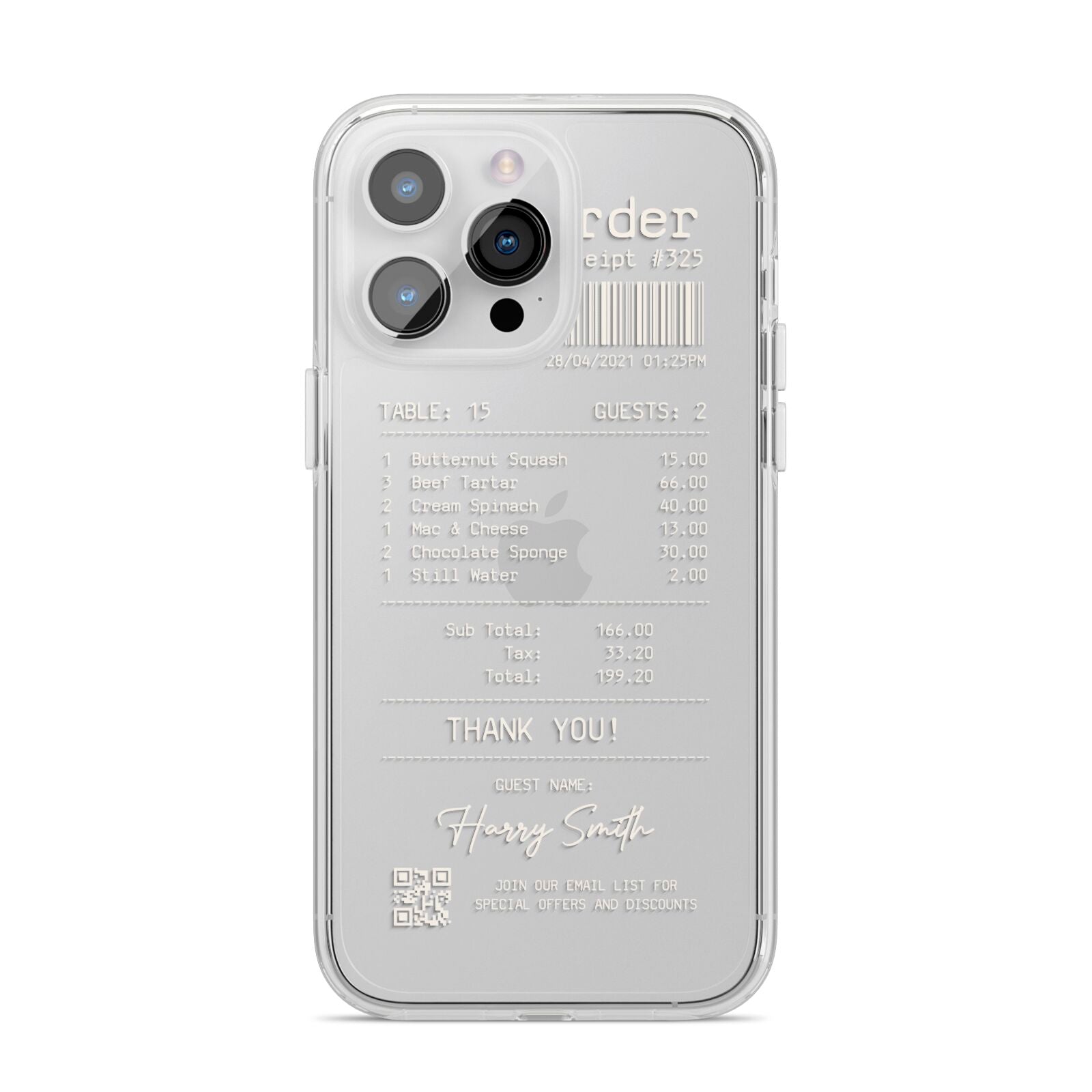 Personalised Receipt iPhone 14 Pro Max Clear Tough Case Silver