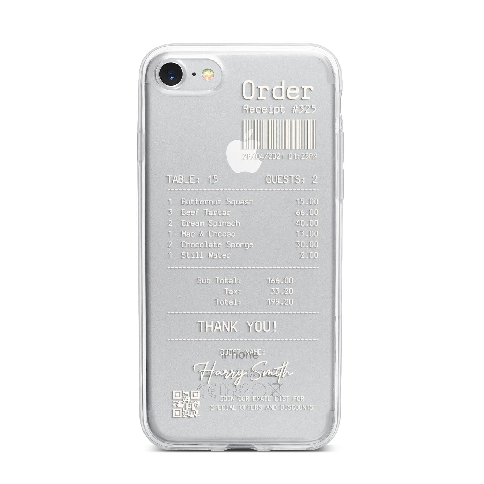 Personalised Receipt iPhone 7 Bumper Case on Silver iPhone