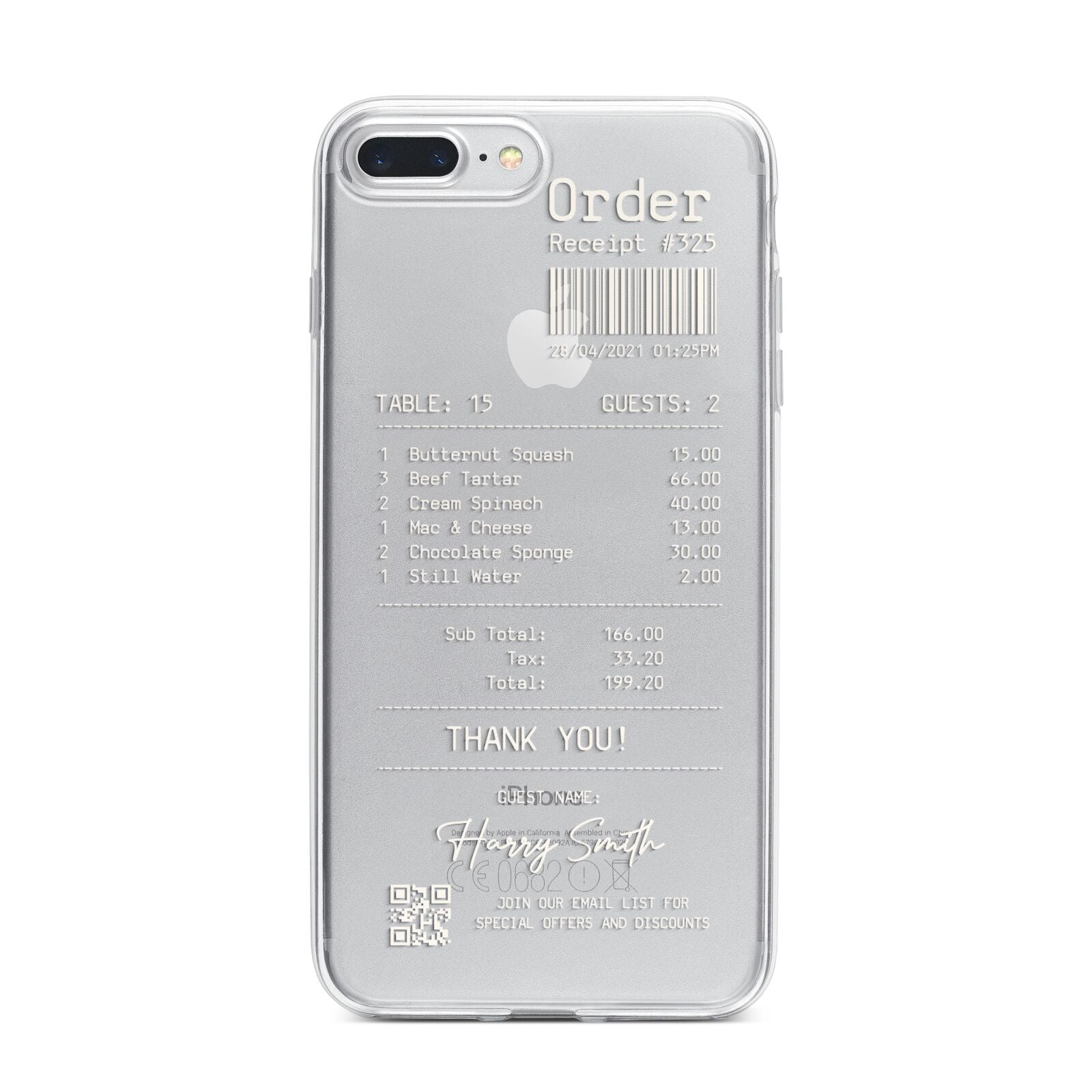 Personalised Receipt iPhone 7 Plus Bumper Case on Silver iPhone