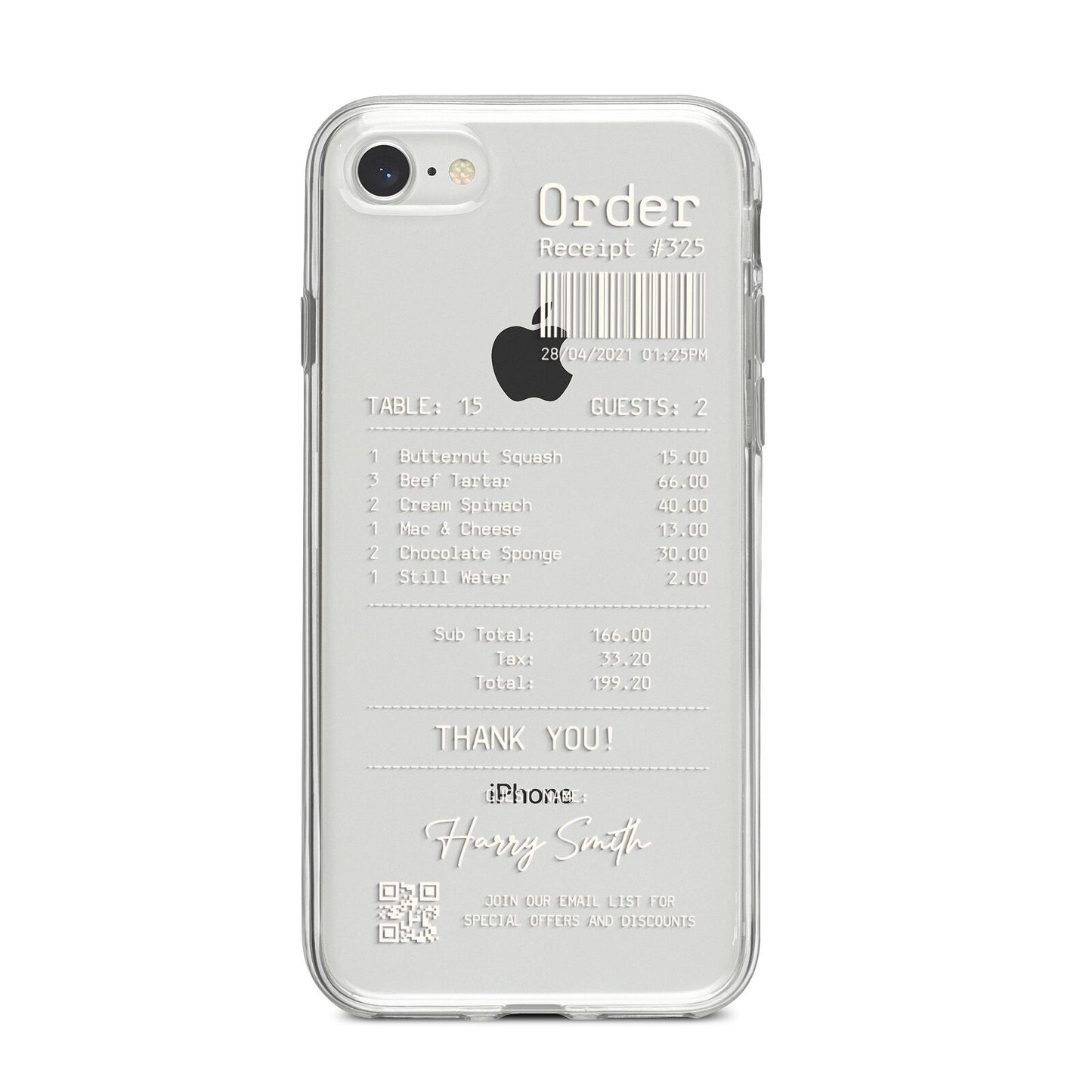 Personalised Receipt iPhone 8 Bumper Case on Silver iPhone