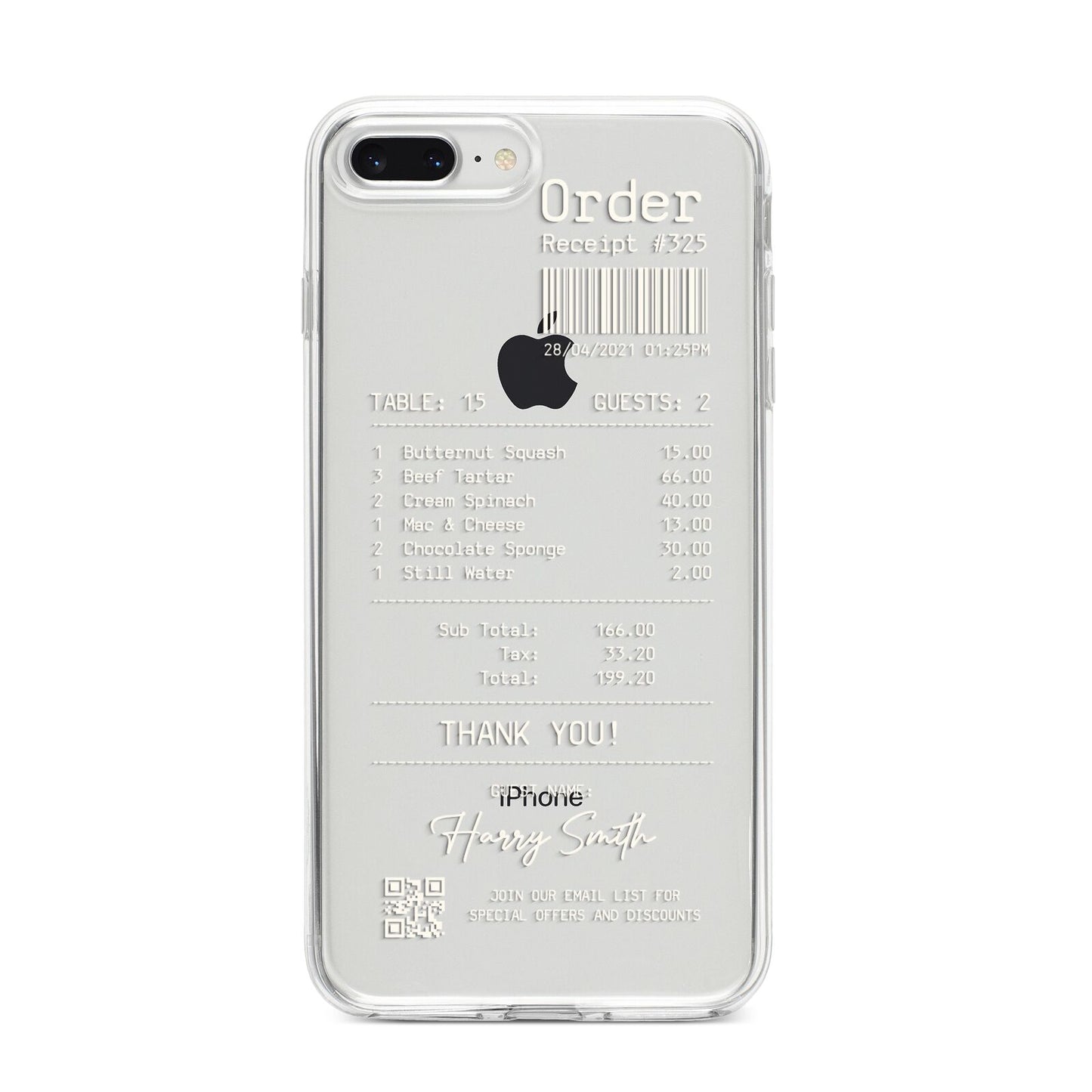 Personalised Receipt iPhone 8 Plus Bumper Case on Silver iPhone