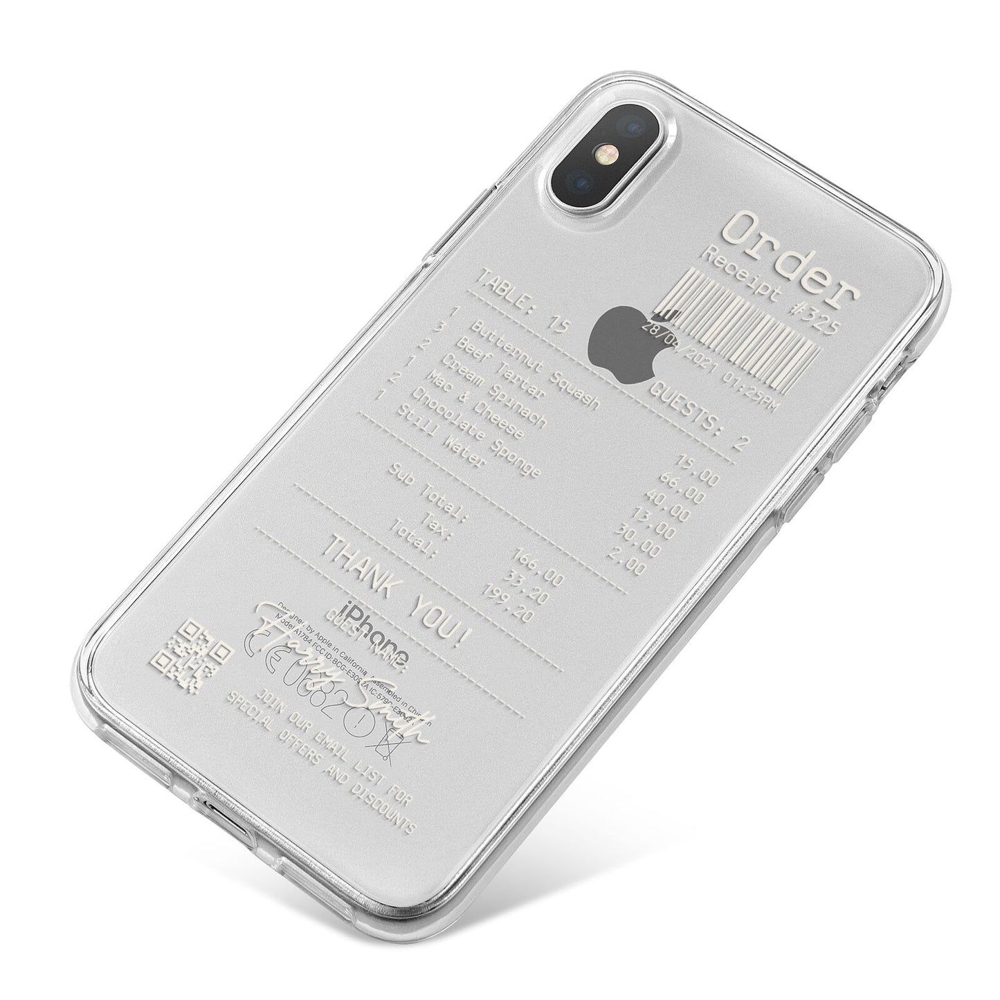 Personalised Receipt iPhone X Bumper Case on Silver iPhone