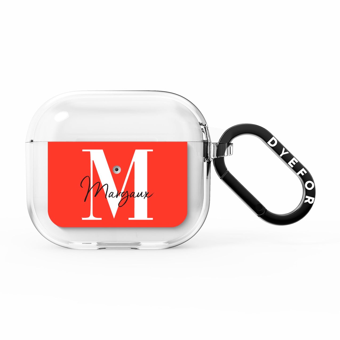 Personalised Red Name and Initial AirPods Clear Case 3rd Gen