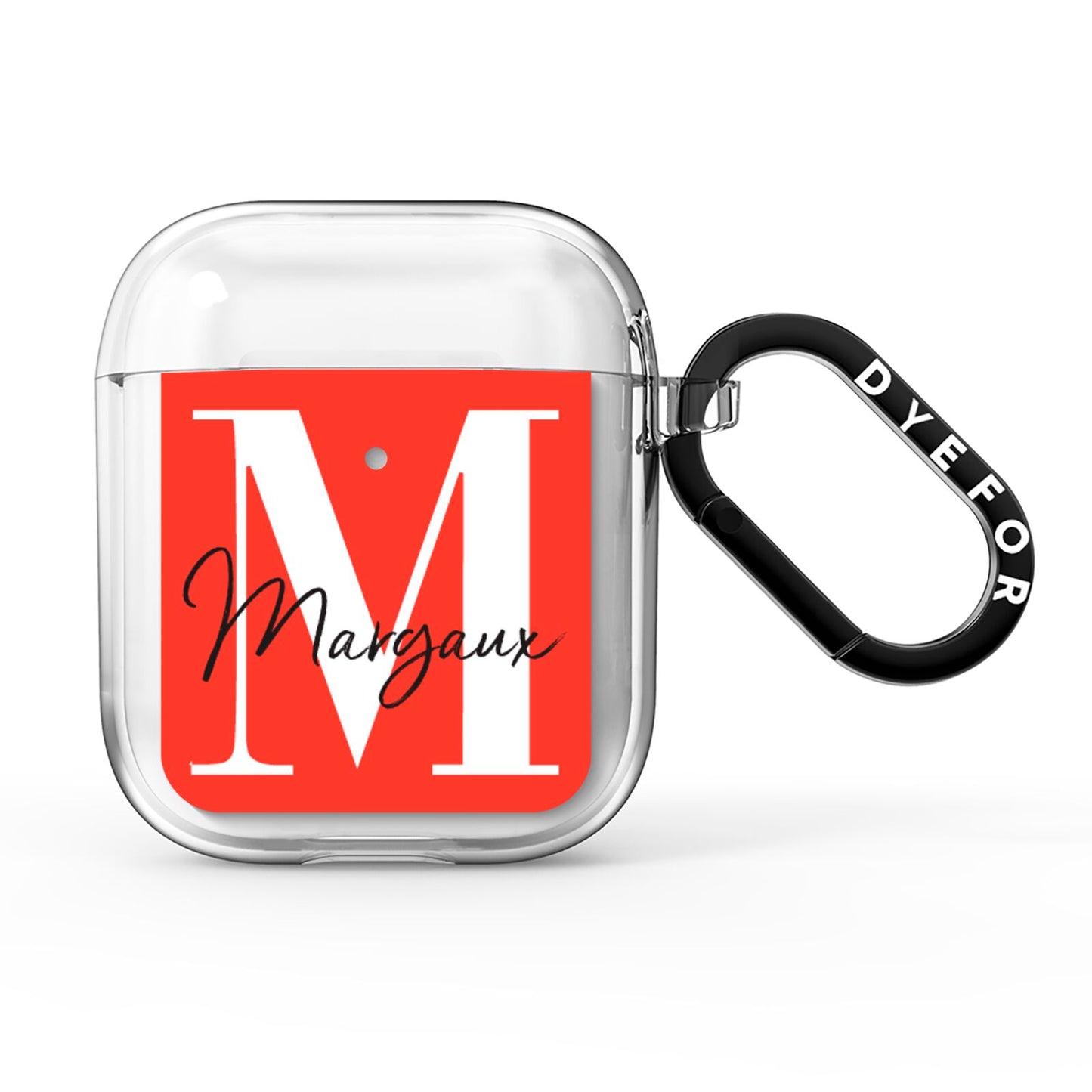 Personalised Red Name and Initial AirPods Clear Case