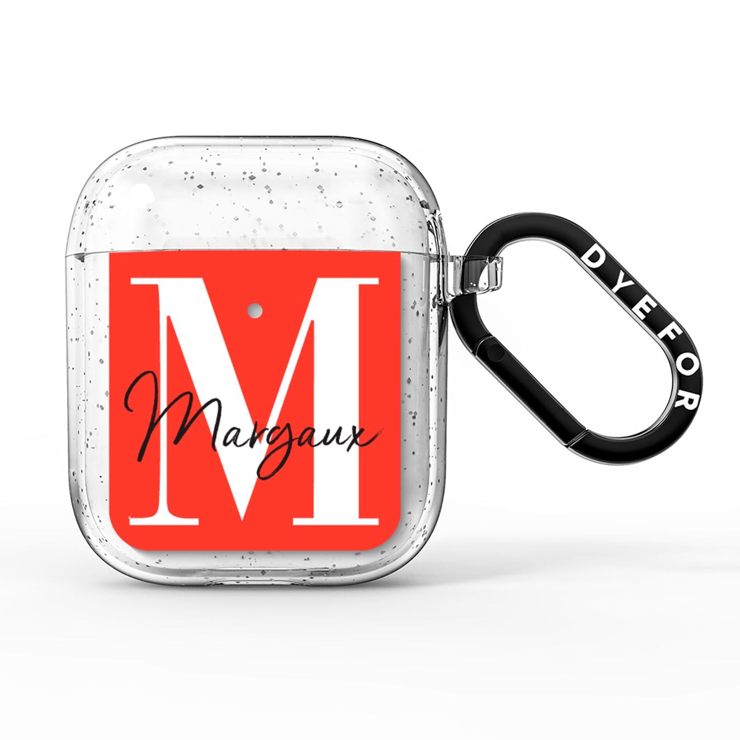 Personalised Red Name and Initial AirPods Glitter Case