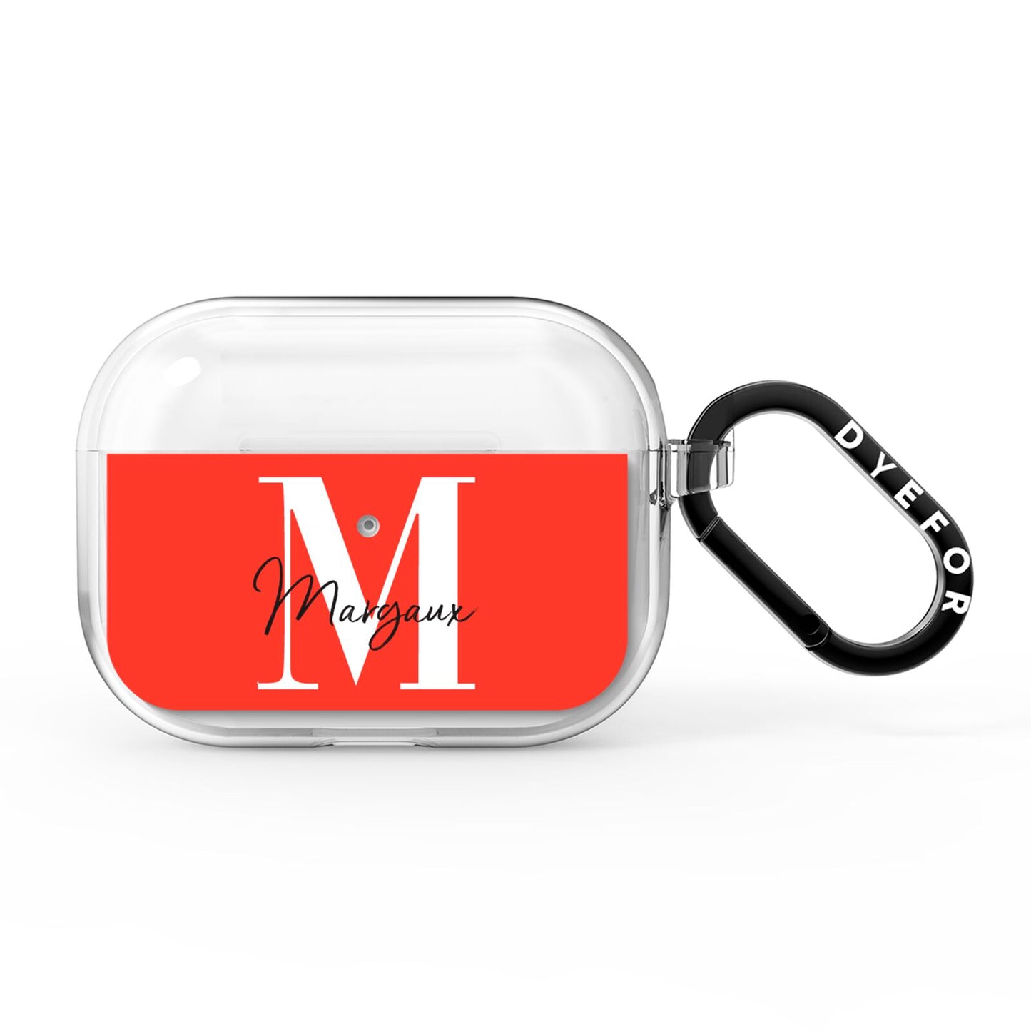 Personalised Red Name and Initial AirPods Pro Clear Case