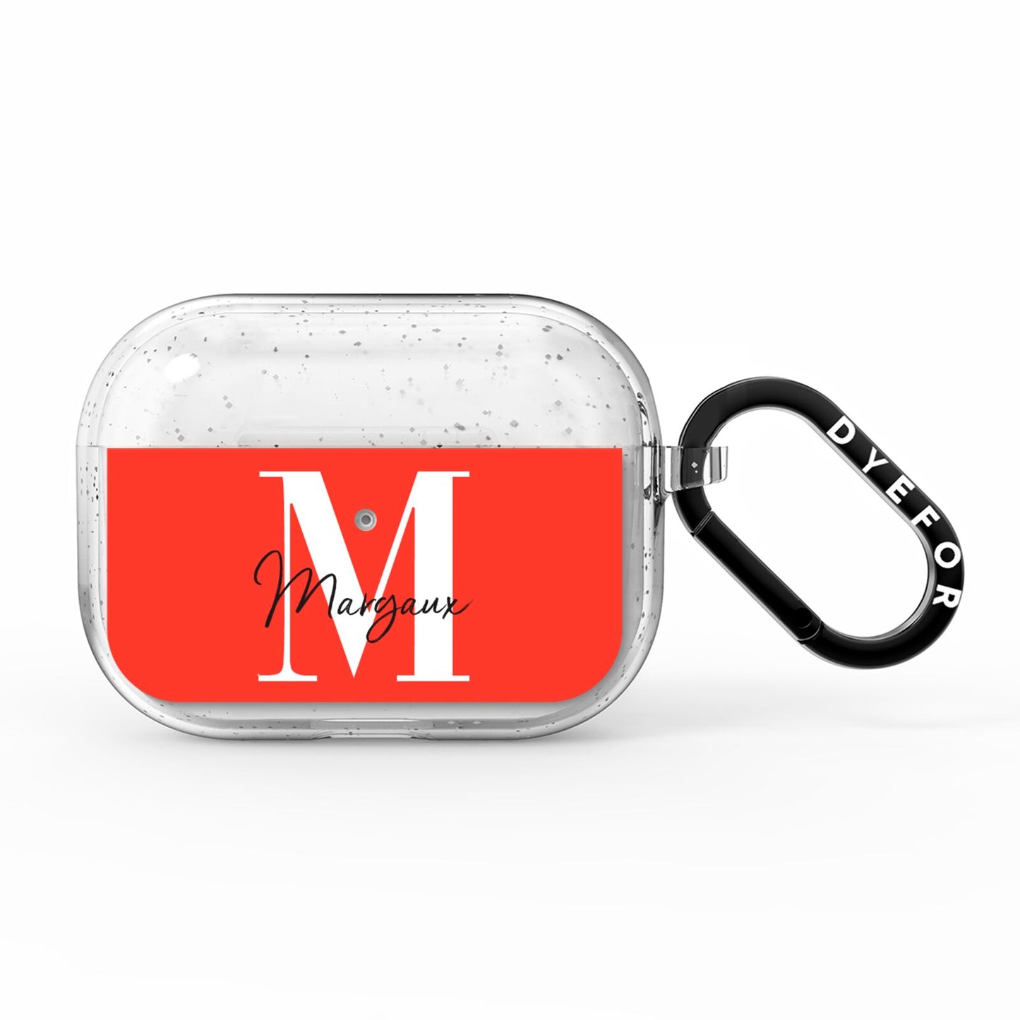 Personalised Red Name and Initial AirPods Pro Glitter Case