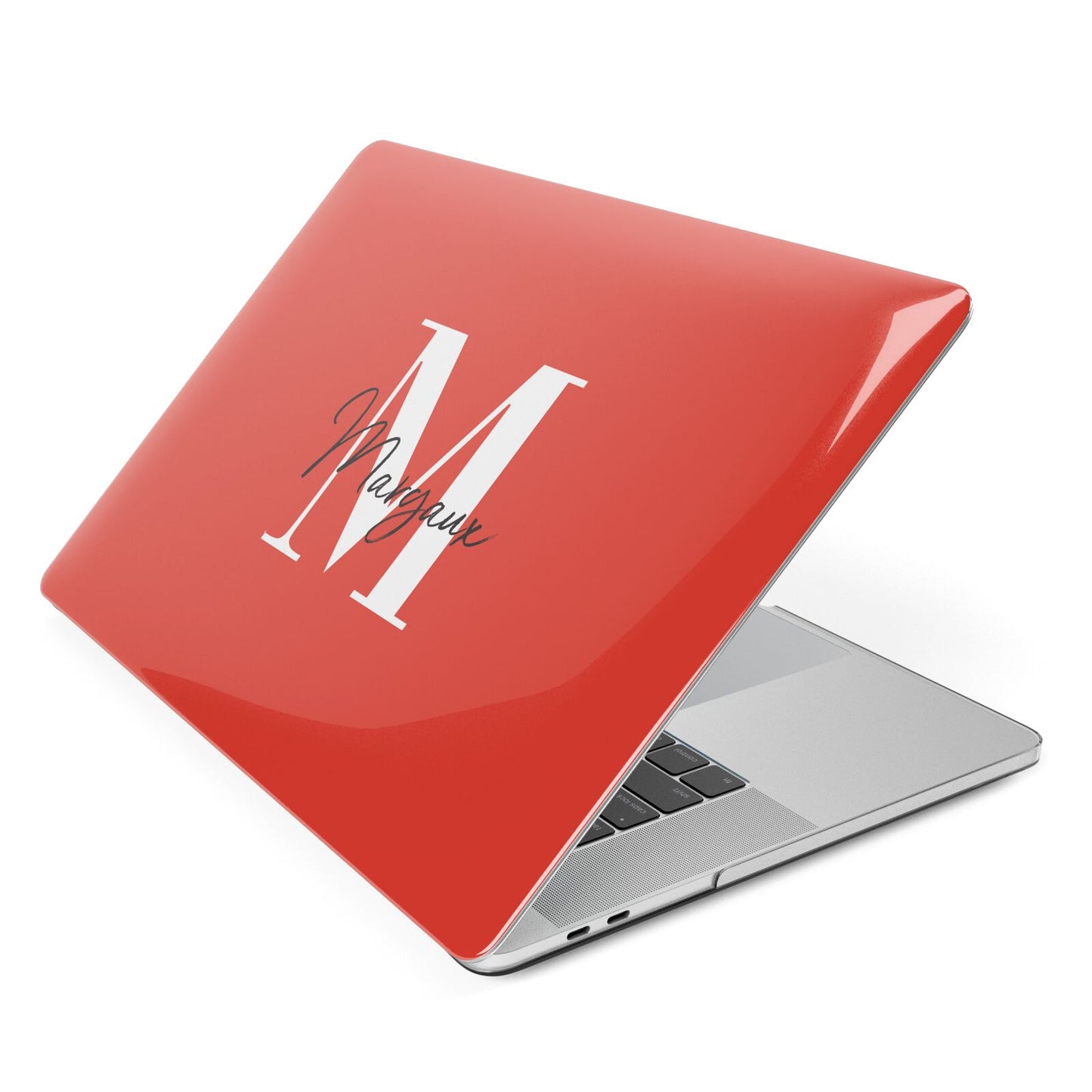 Personalised Red Name and Initial Apple MacBook Case Side View