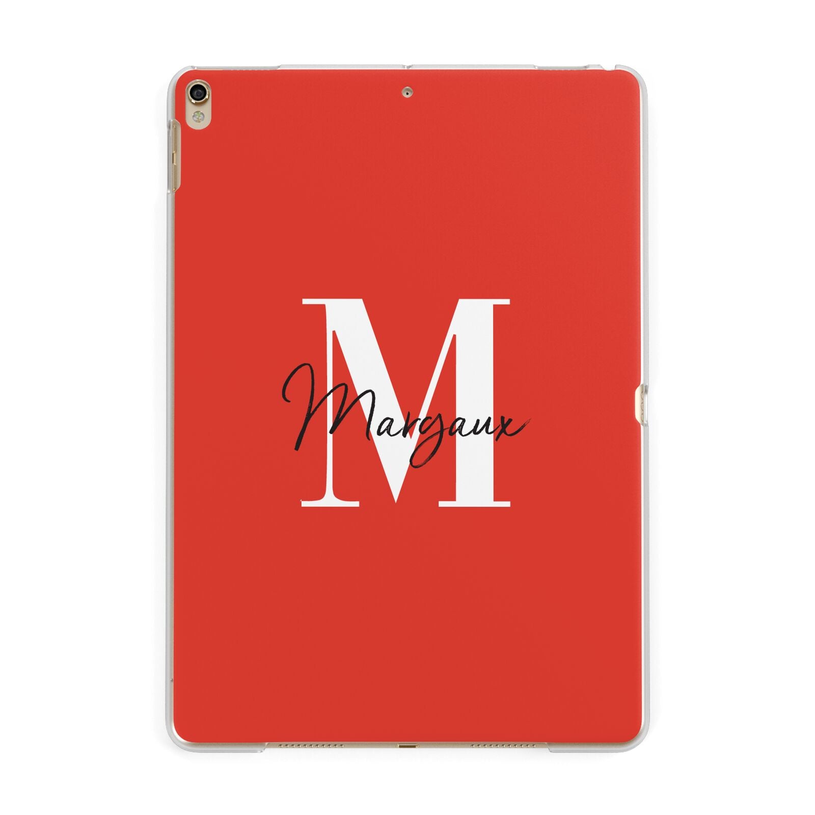 Personalised Red Name and Initial Apple iPad Gold Case