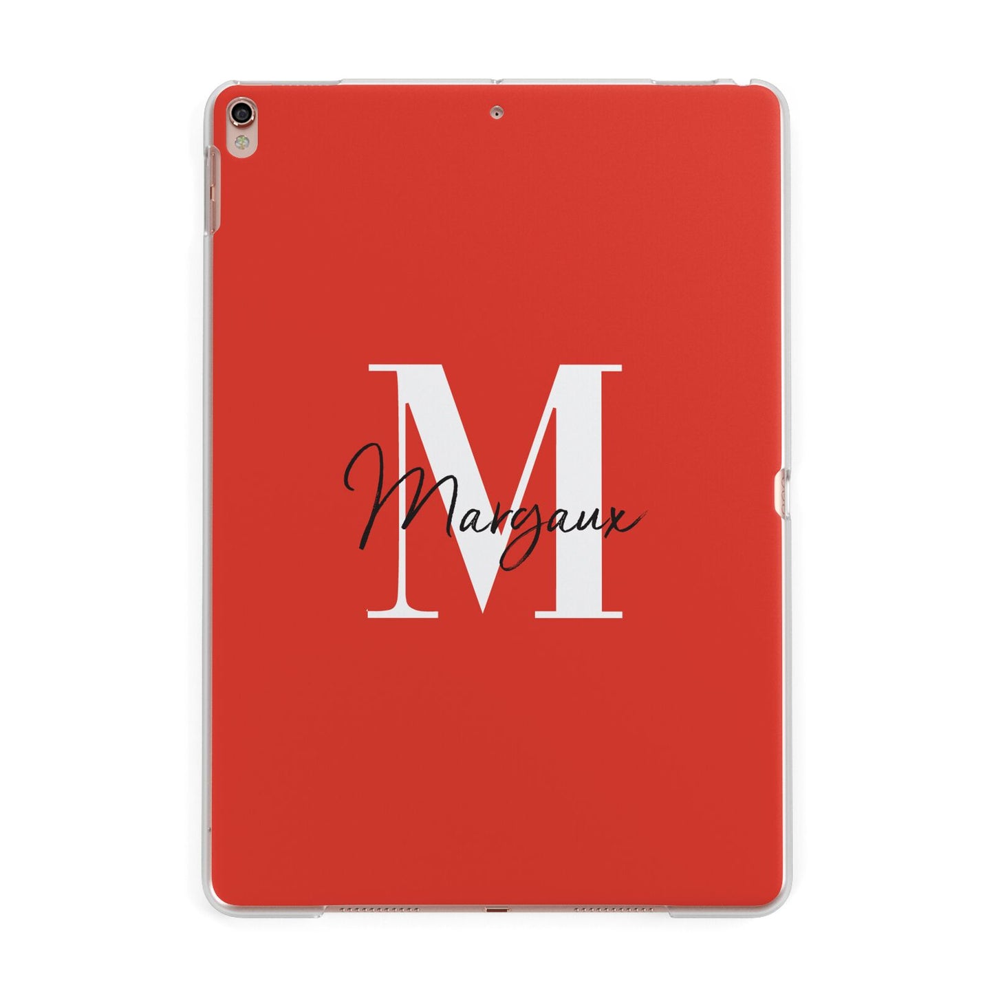 Personalised Red Name and Initial Apple iPad Rose Gold Case