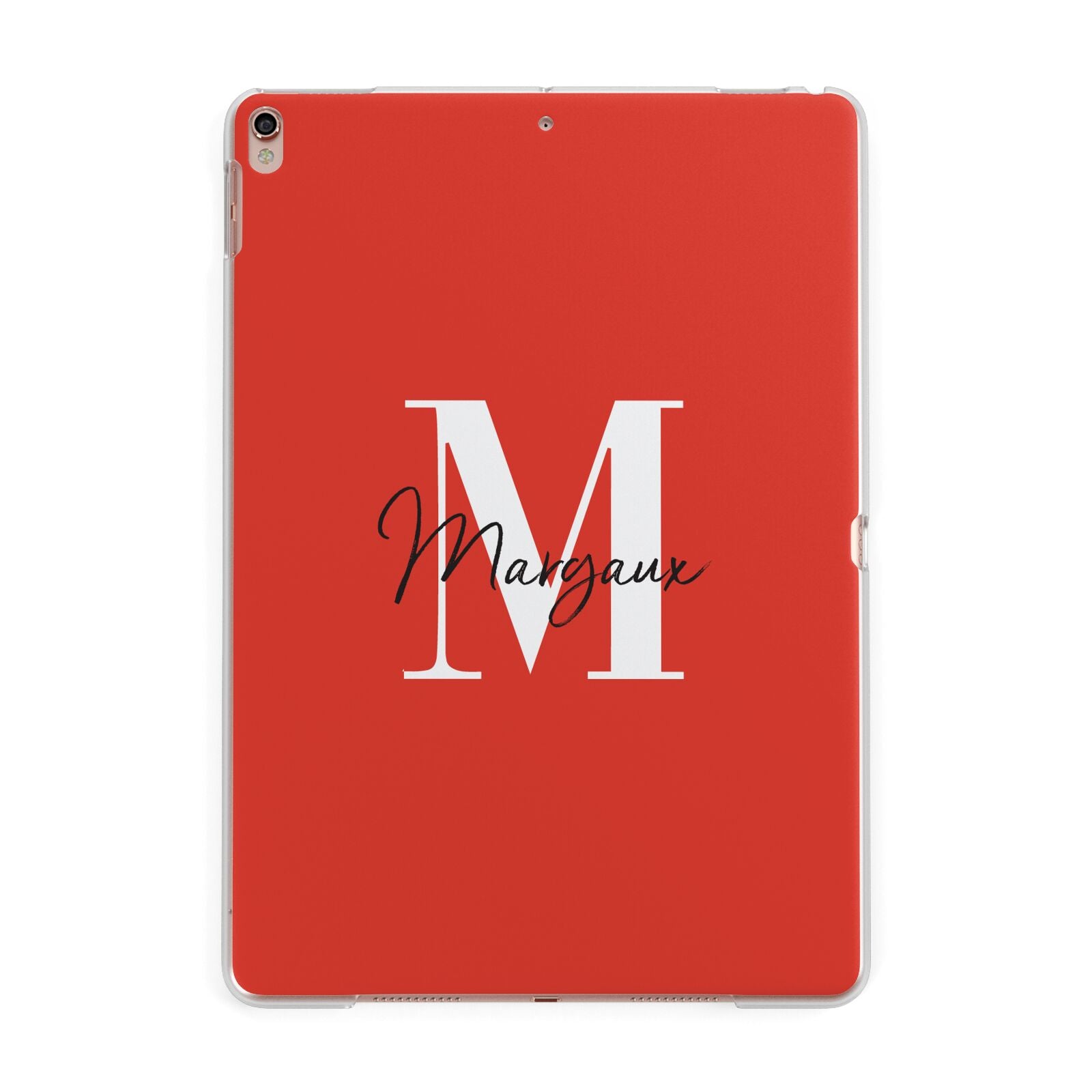 Personalised Red Name and Initial Apple iPad Rose Gold Case