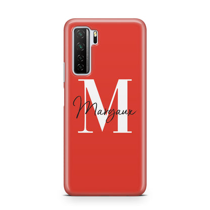 Personalised Red Name and Initial Huawei P40 Lite 5G Phone Case