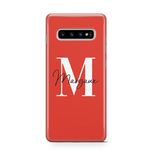 Personalised Red Name and Initial Protective Samsung Galaxy Case