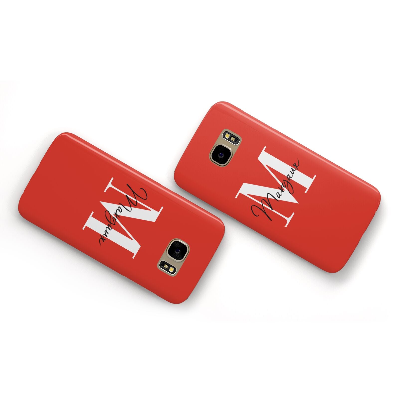 Personalised Red Name and Initial Samsung Galaxy Case Flat Overview