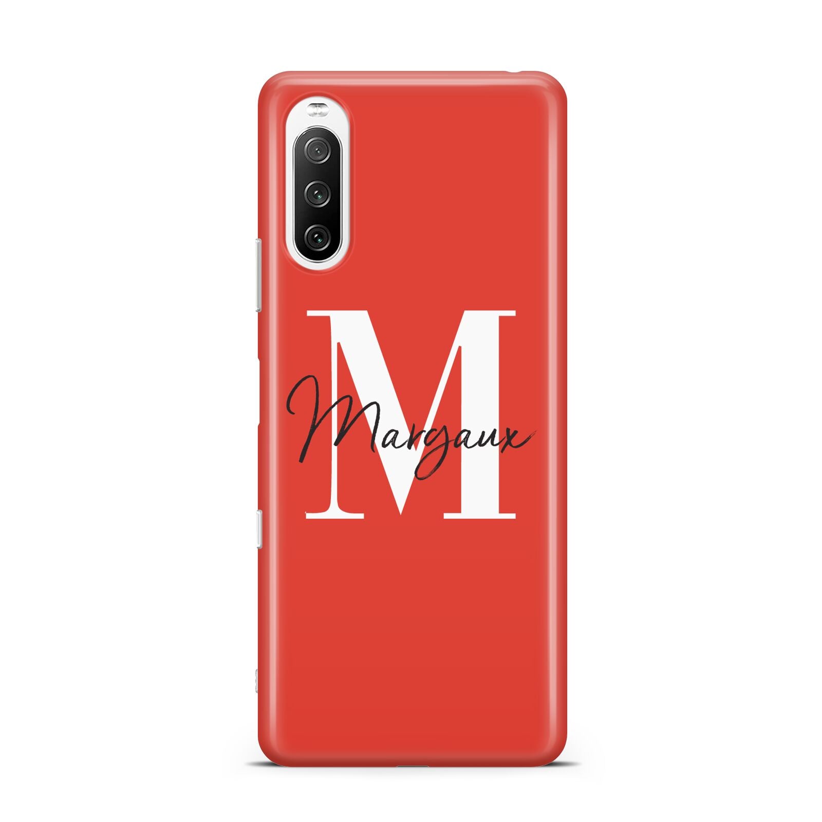 Personalised Red Name and Initial Sony Xperia 10 III Case