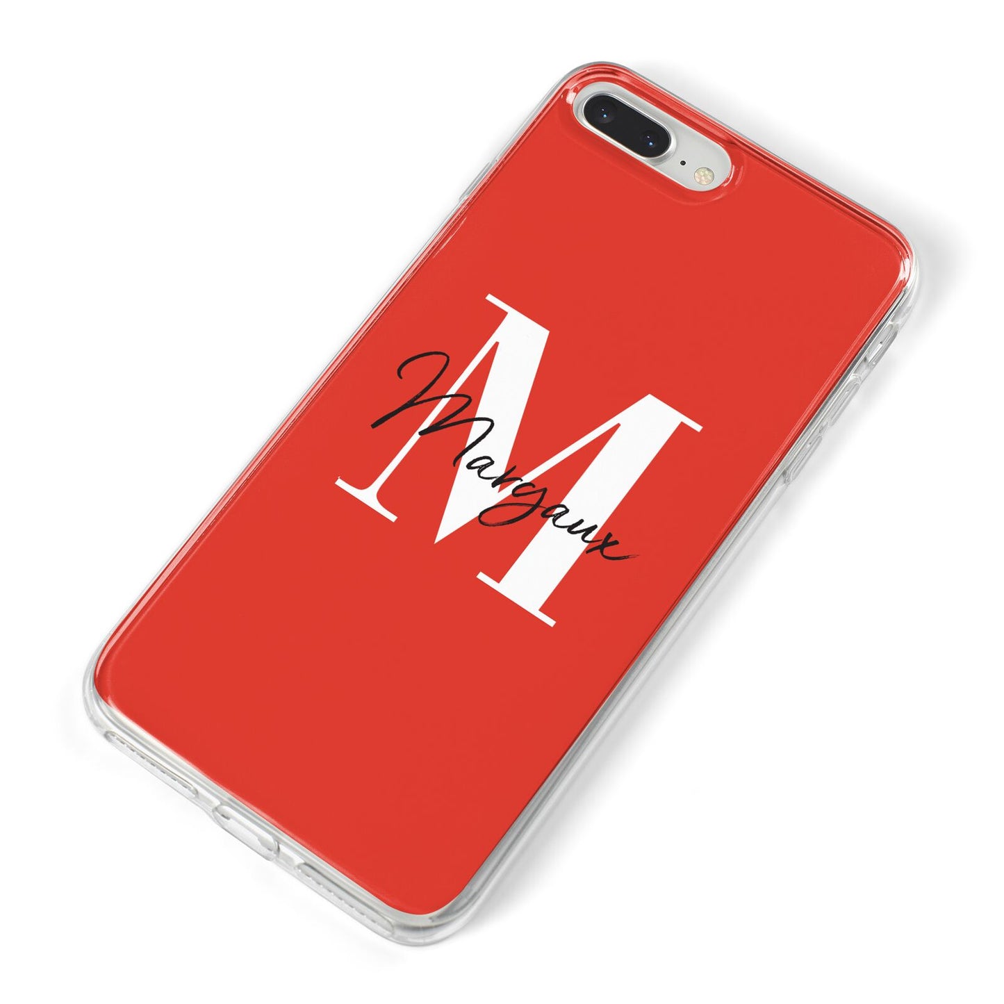 Personalised Red Name and Initial iPhone 8 Plus Bumper Case on Silver iPhone Alternative Image