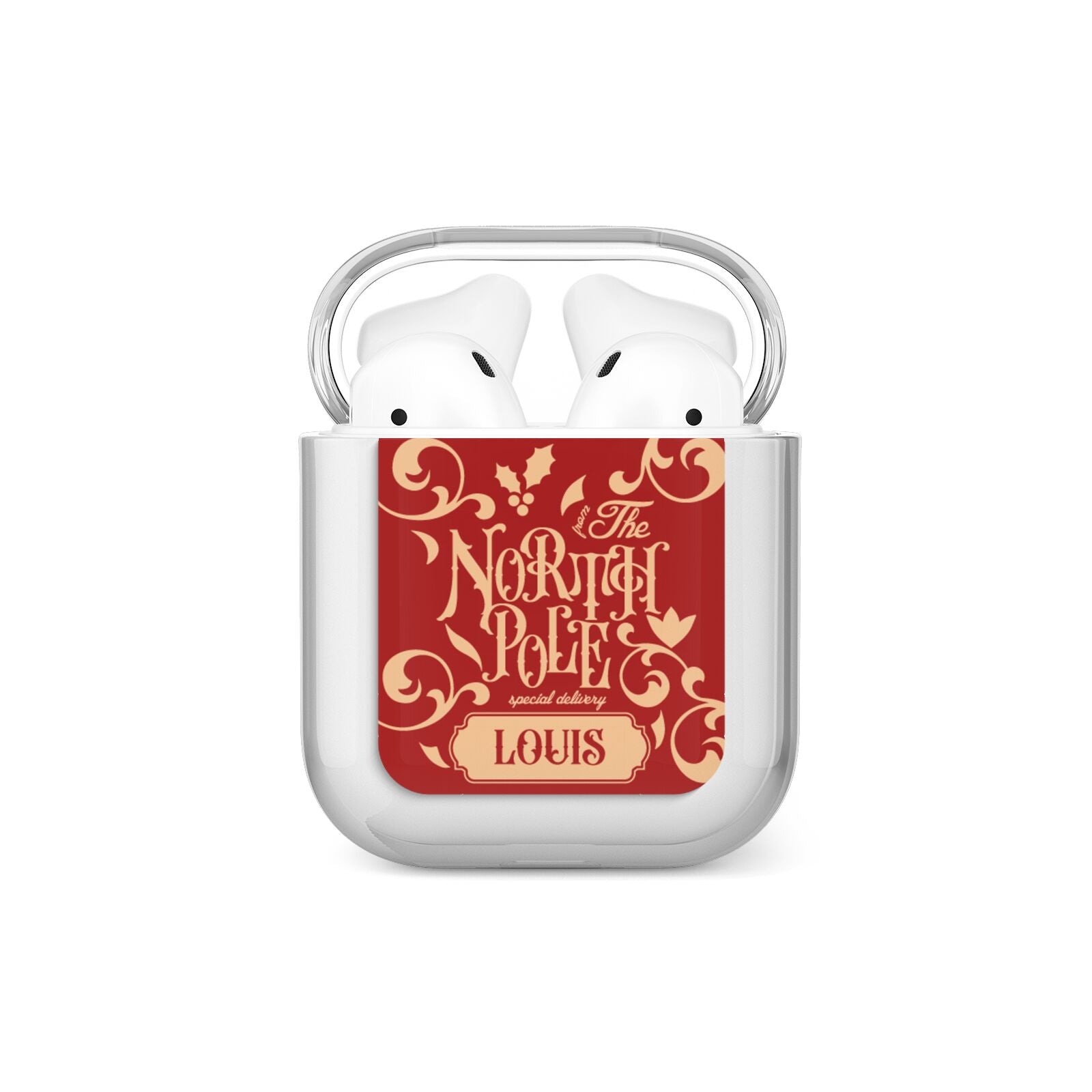Personalised Red North Pole AirPods Case