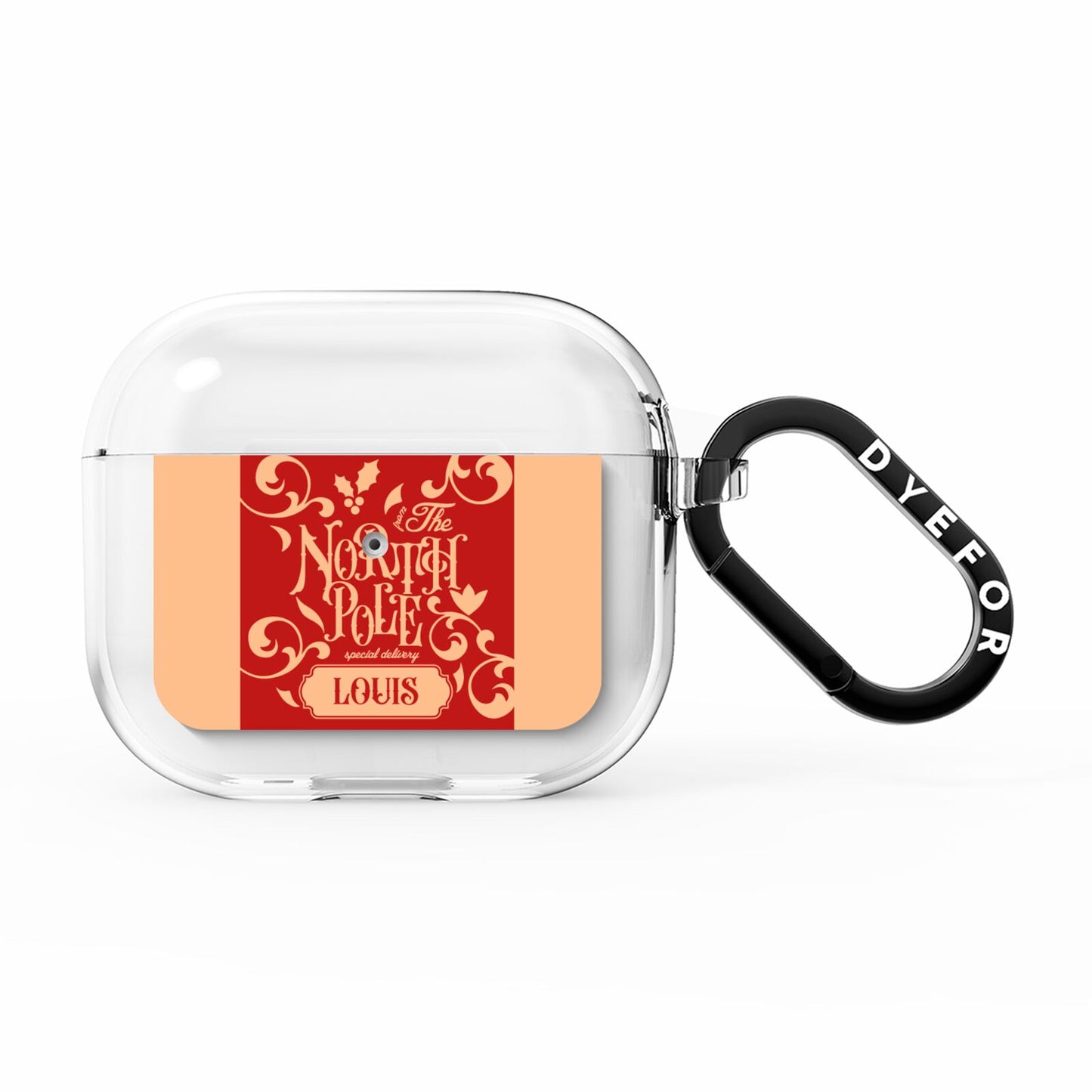 Personalised Red North Pole AirPods Clear Case 3rd Gen