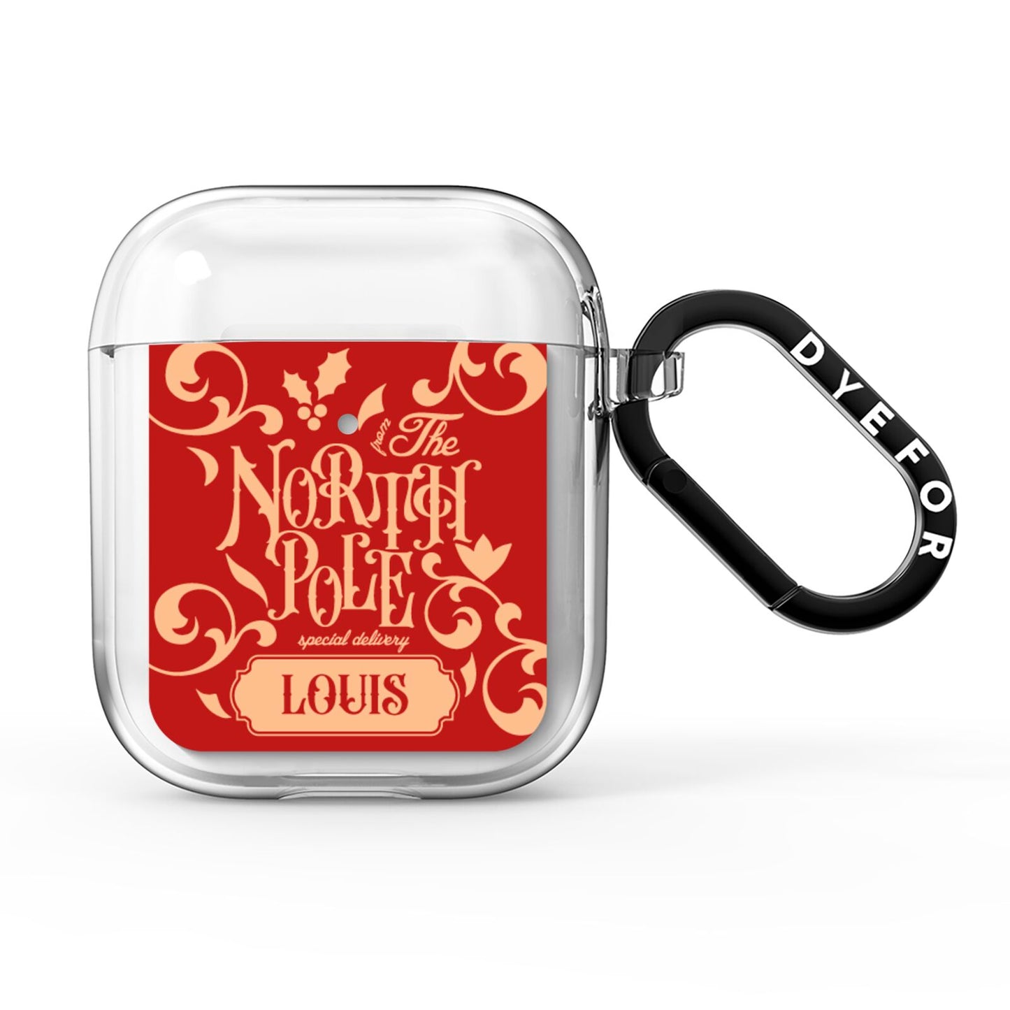 Personalised Red North Pole AirPods Clear Case