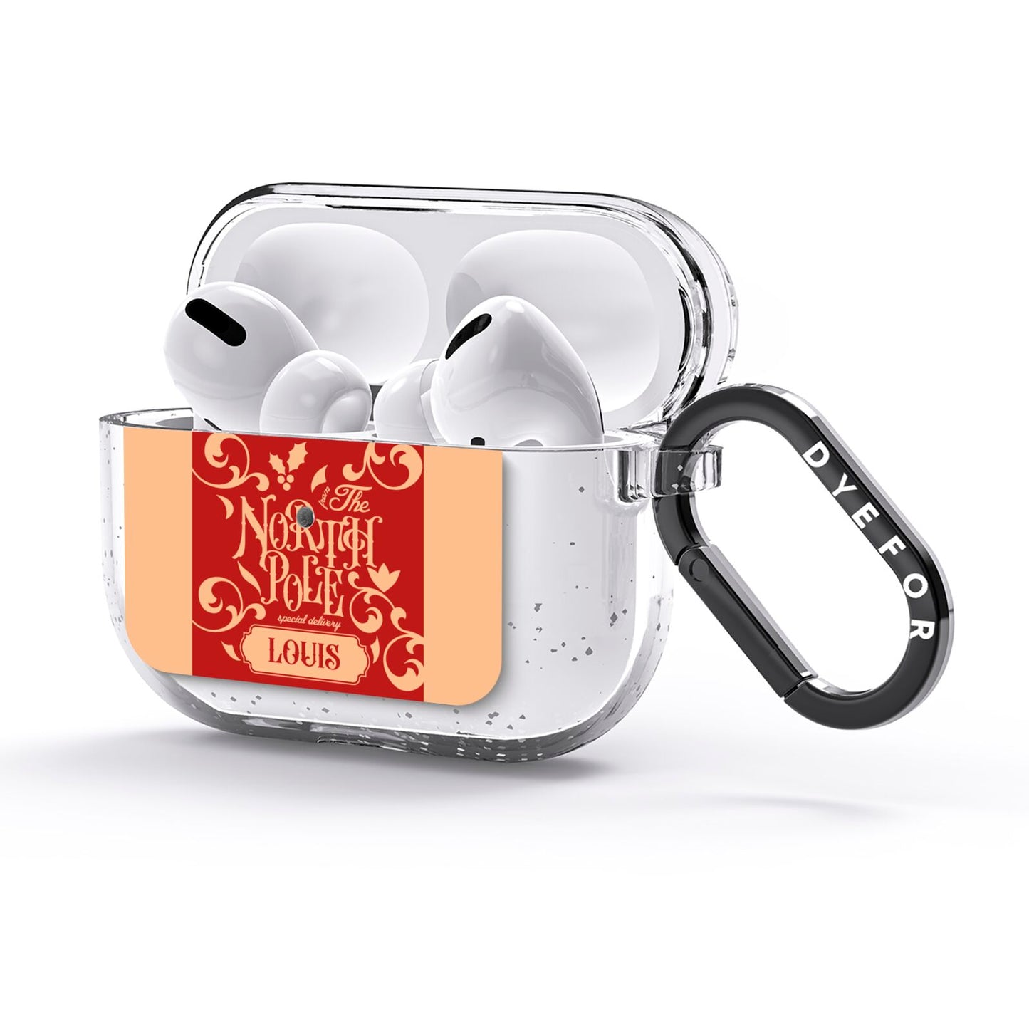 Personalised Red North Pole AirPods Glitter Case 3rd Gen Side Image