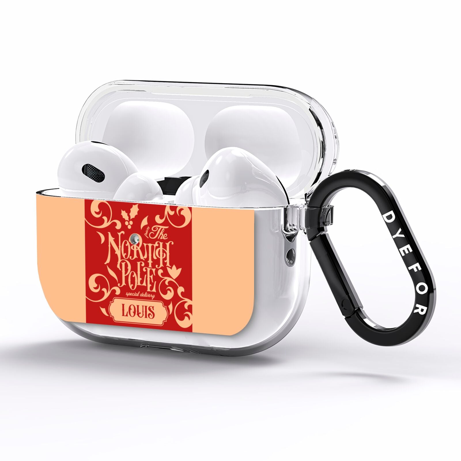 Personalised Red North Pole AirPods Pro Clear Case Side Image