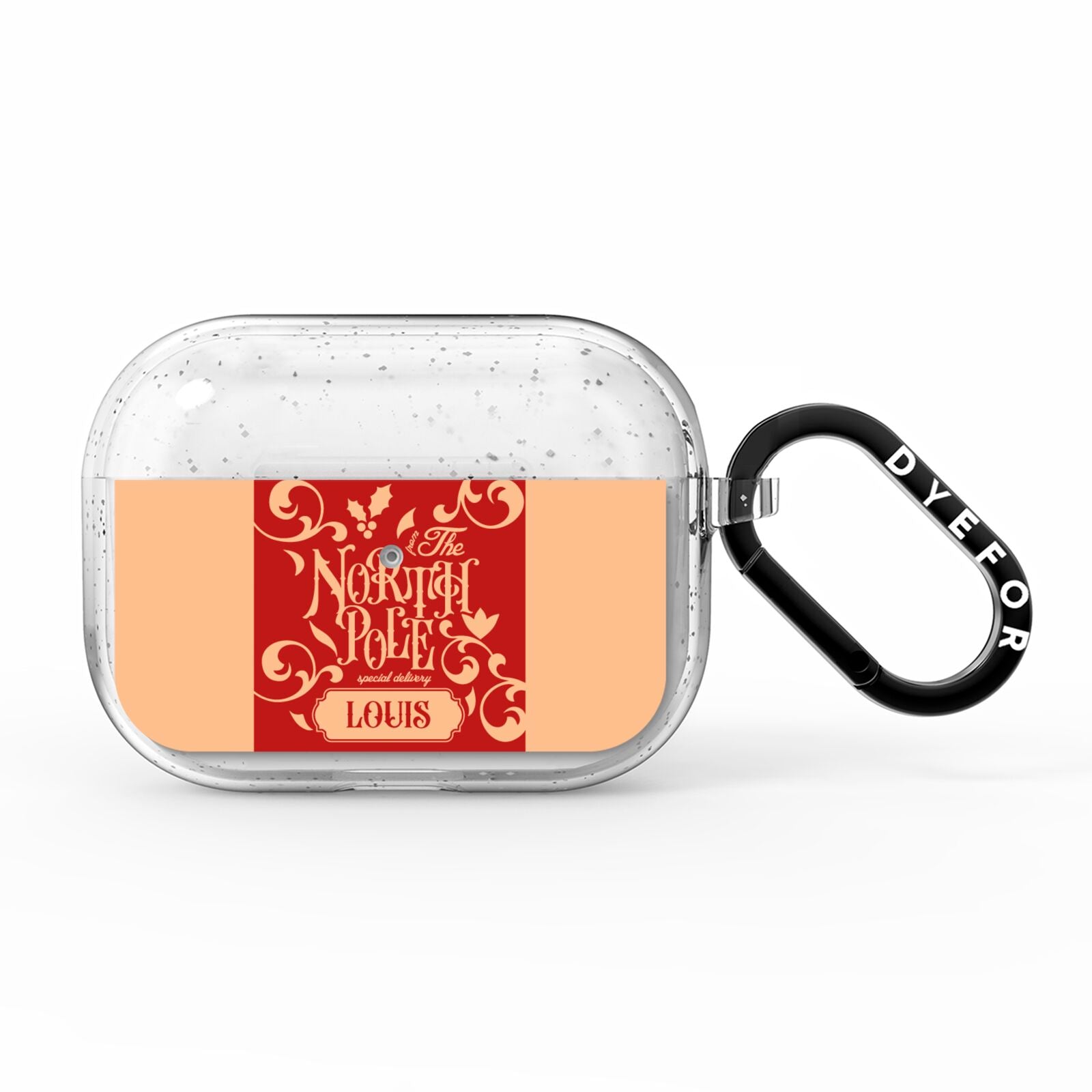 Personalised Red North Pole AirPods Pro Glitter Case